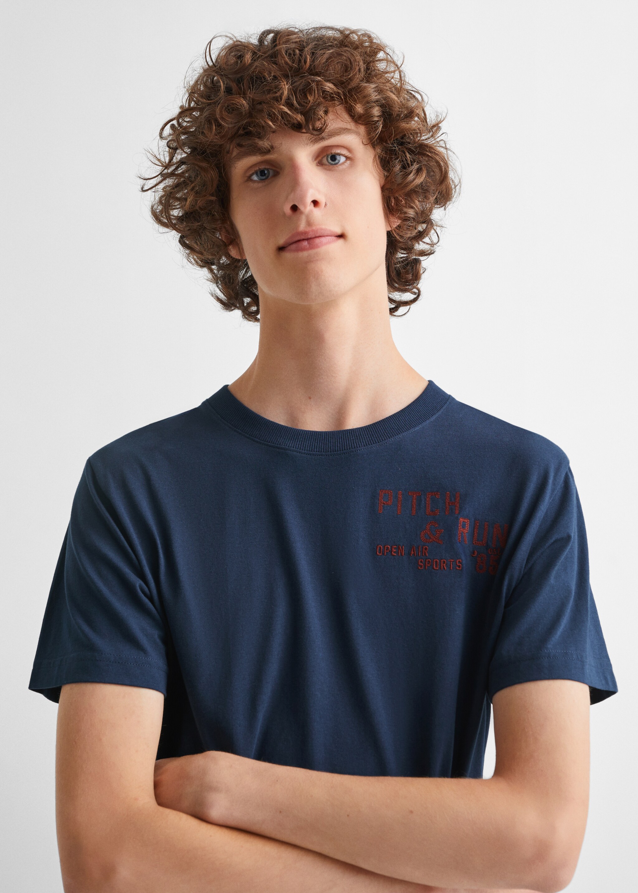 Message cotton T-shirt - Details of the article 1, Navy. Ref: 57005987-00.
