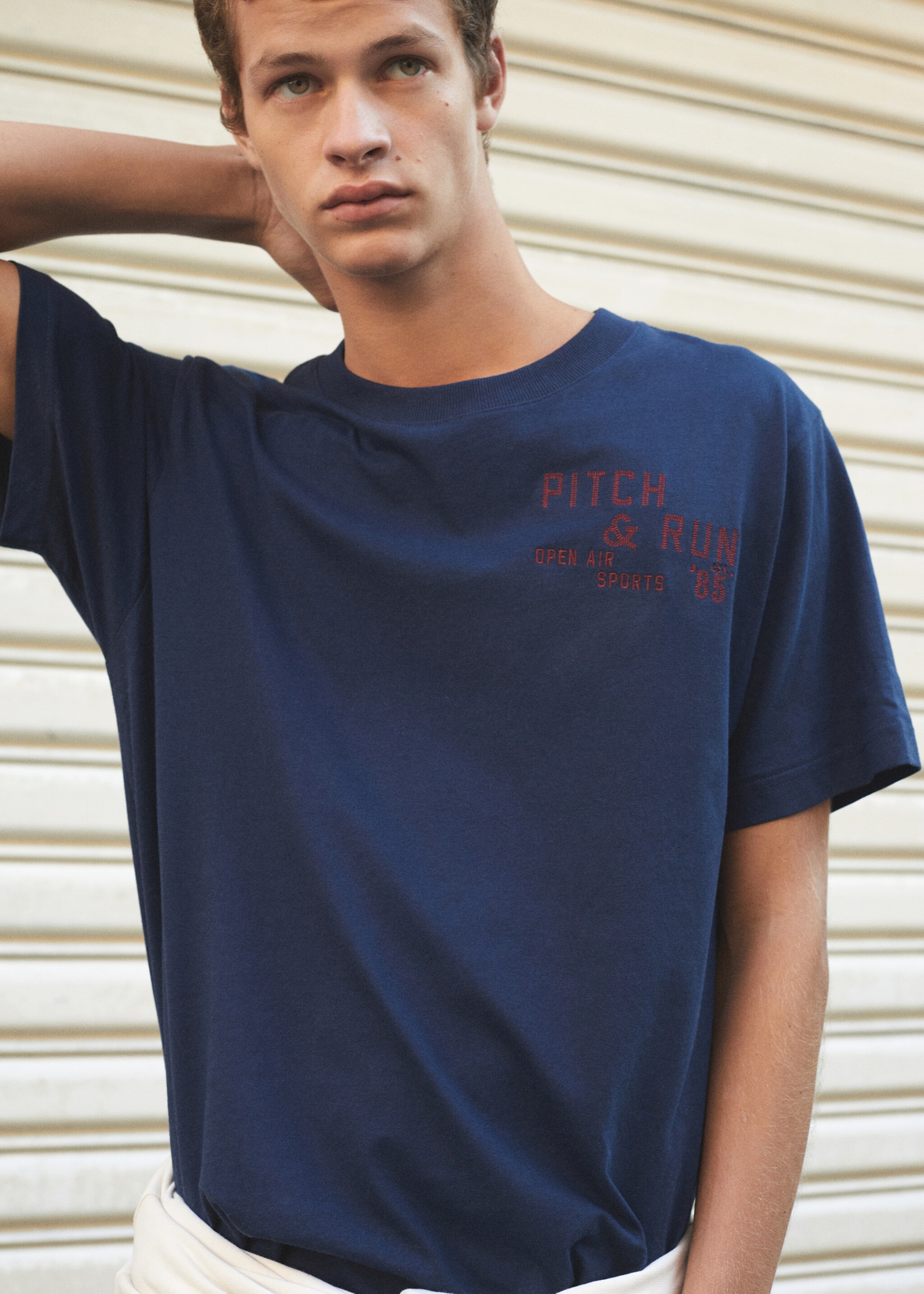 Message cotton T-shirt - Details of the article 5, Navy. Ref: 57005987-00.