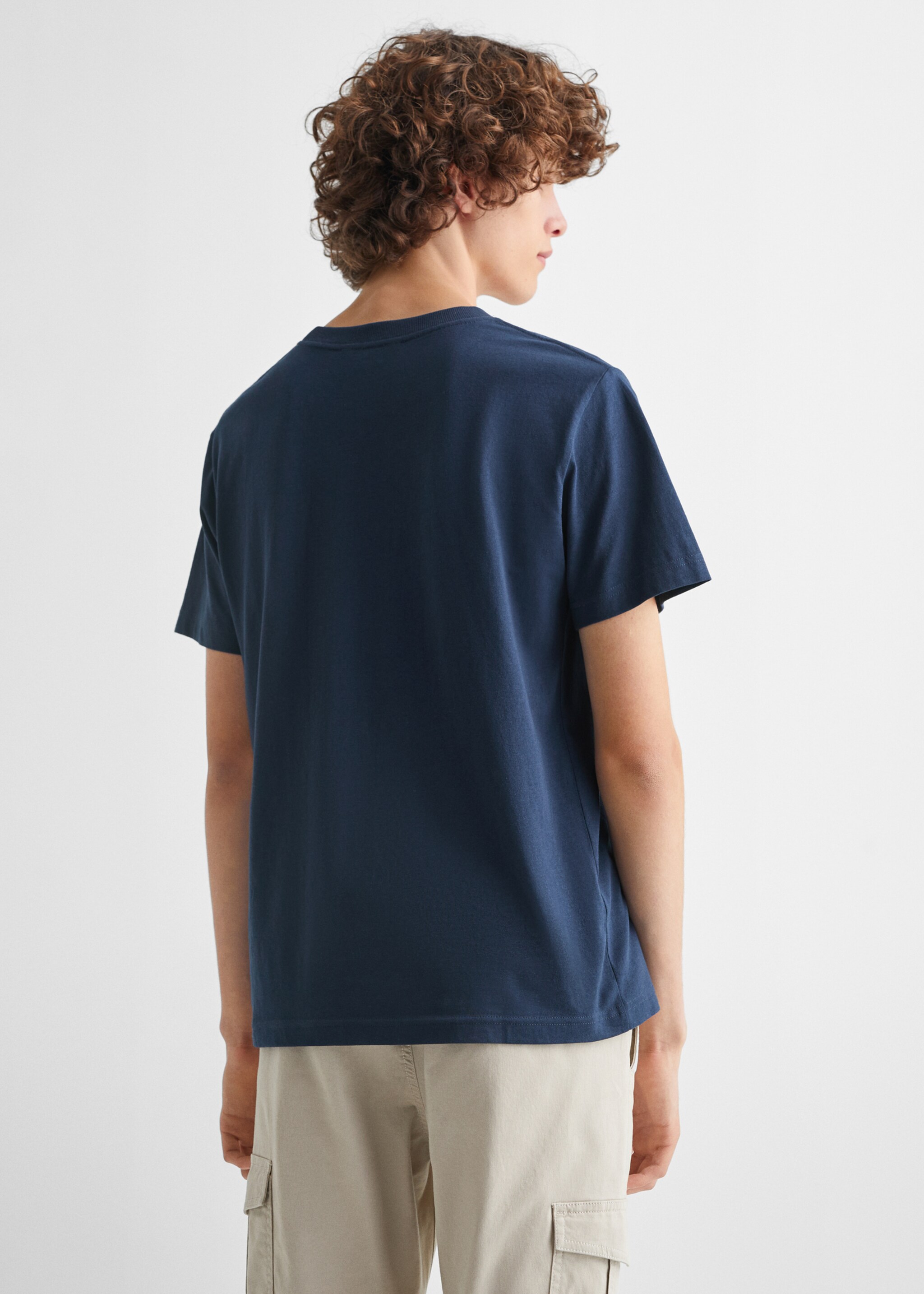 Message cotton T-shirt - Reverse of the article, Navy. Ref: 57005987-00.