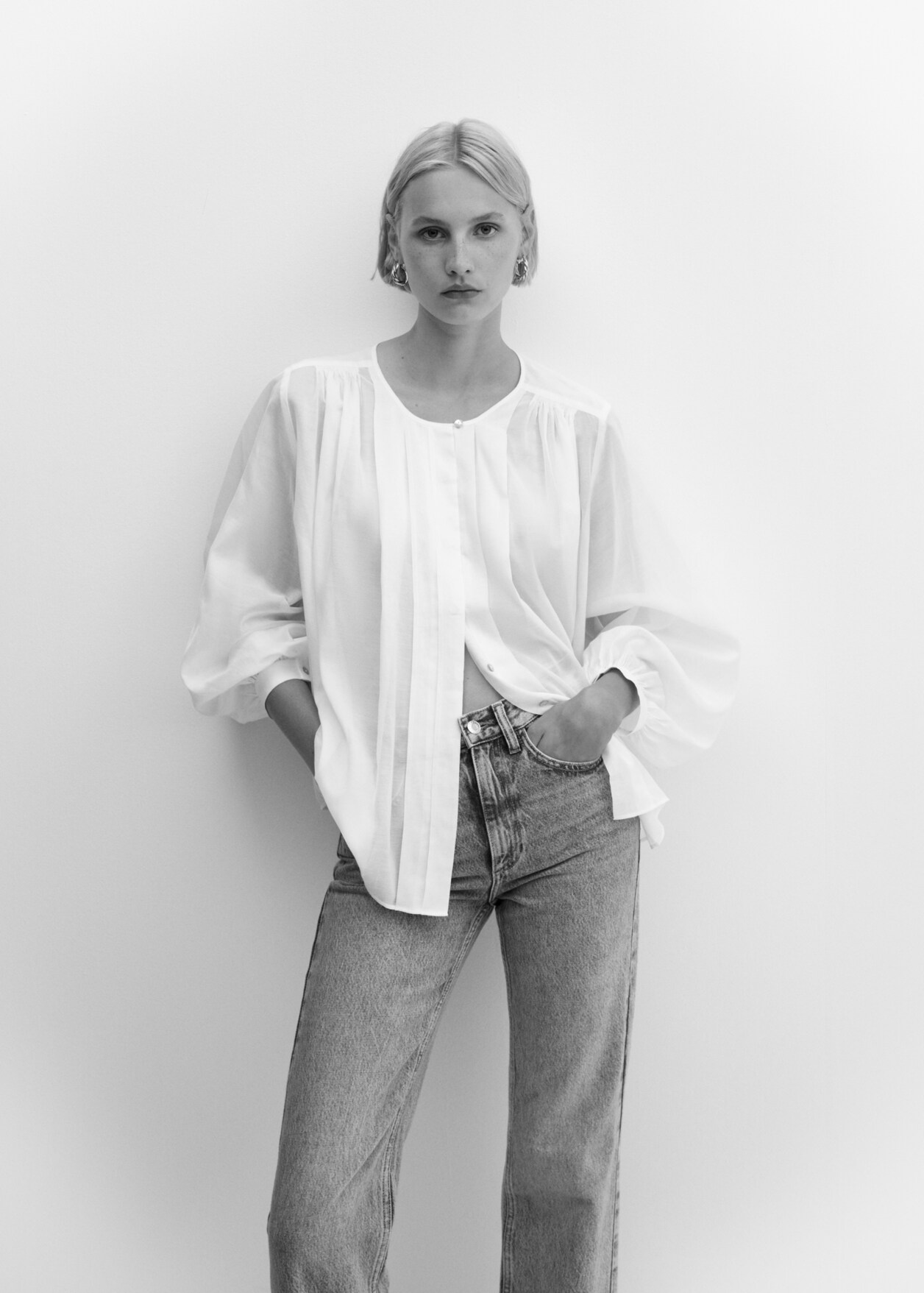 Gathered details blouse Woman MANGO OUTLET USA