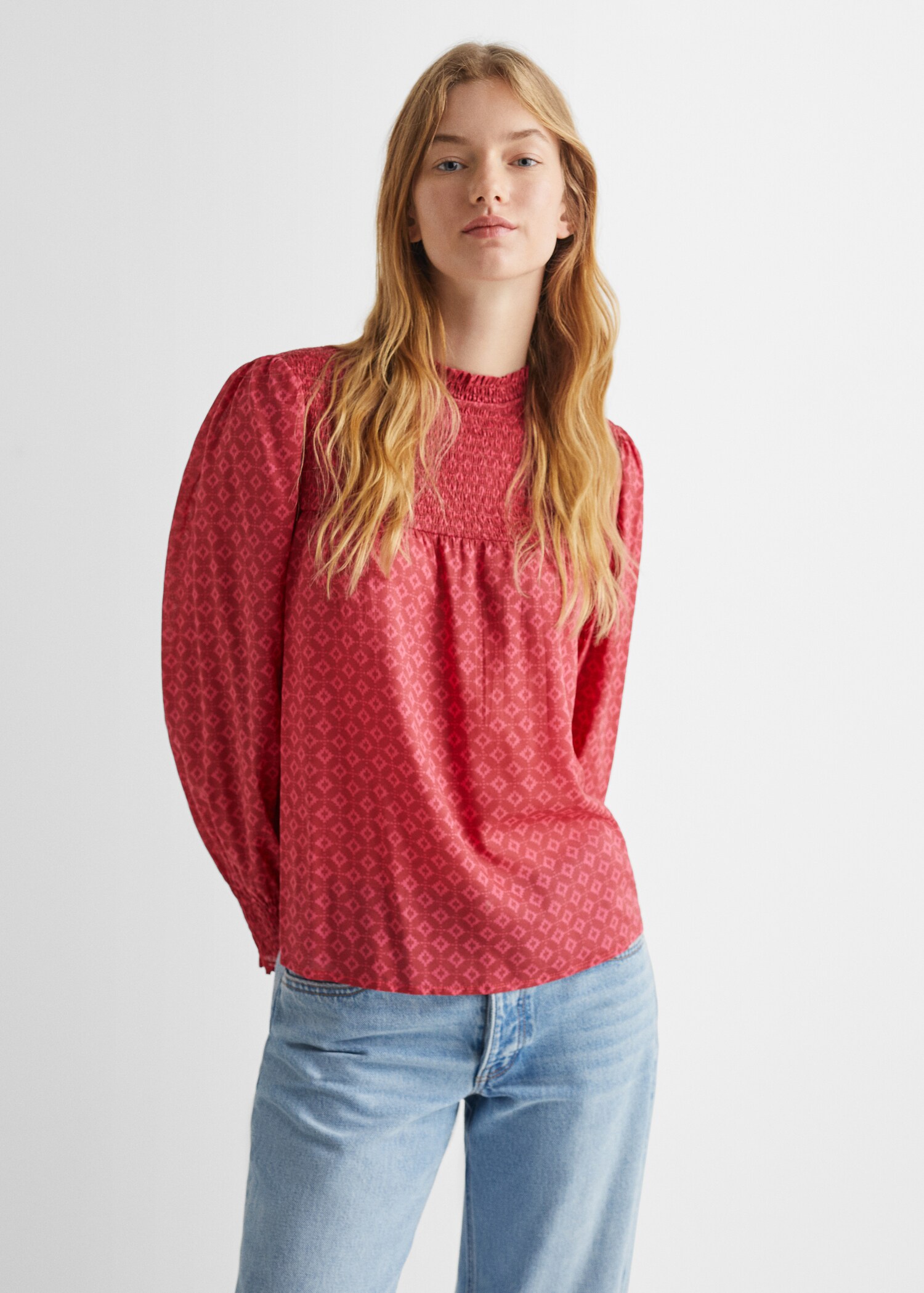 Μπλούζα εμπριμέ σούρα - Μεσαίο πλάνο