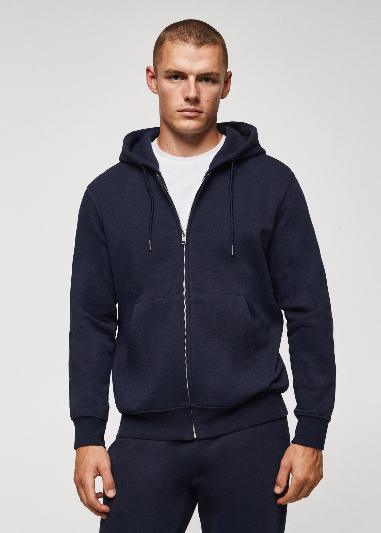 Felpa cotone cappuccio zip - Piano medio