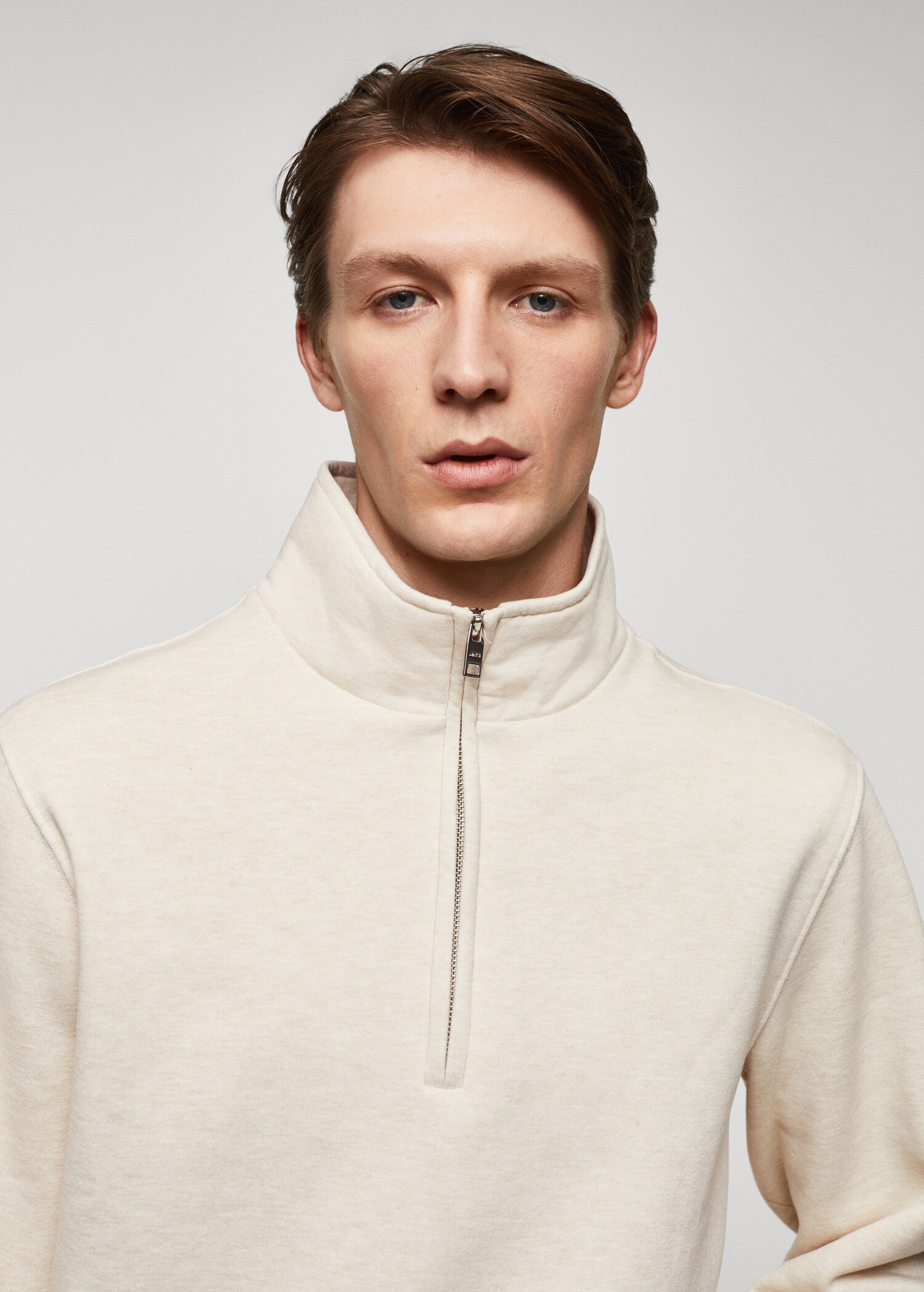 Cotton sweatshirt with zipper neck - Details of the article 1