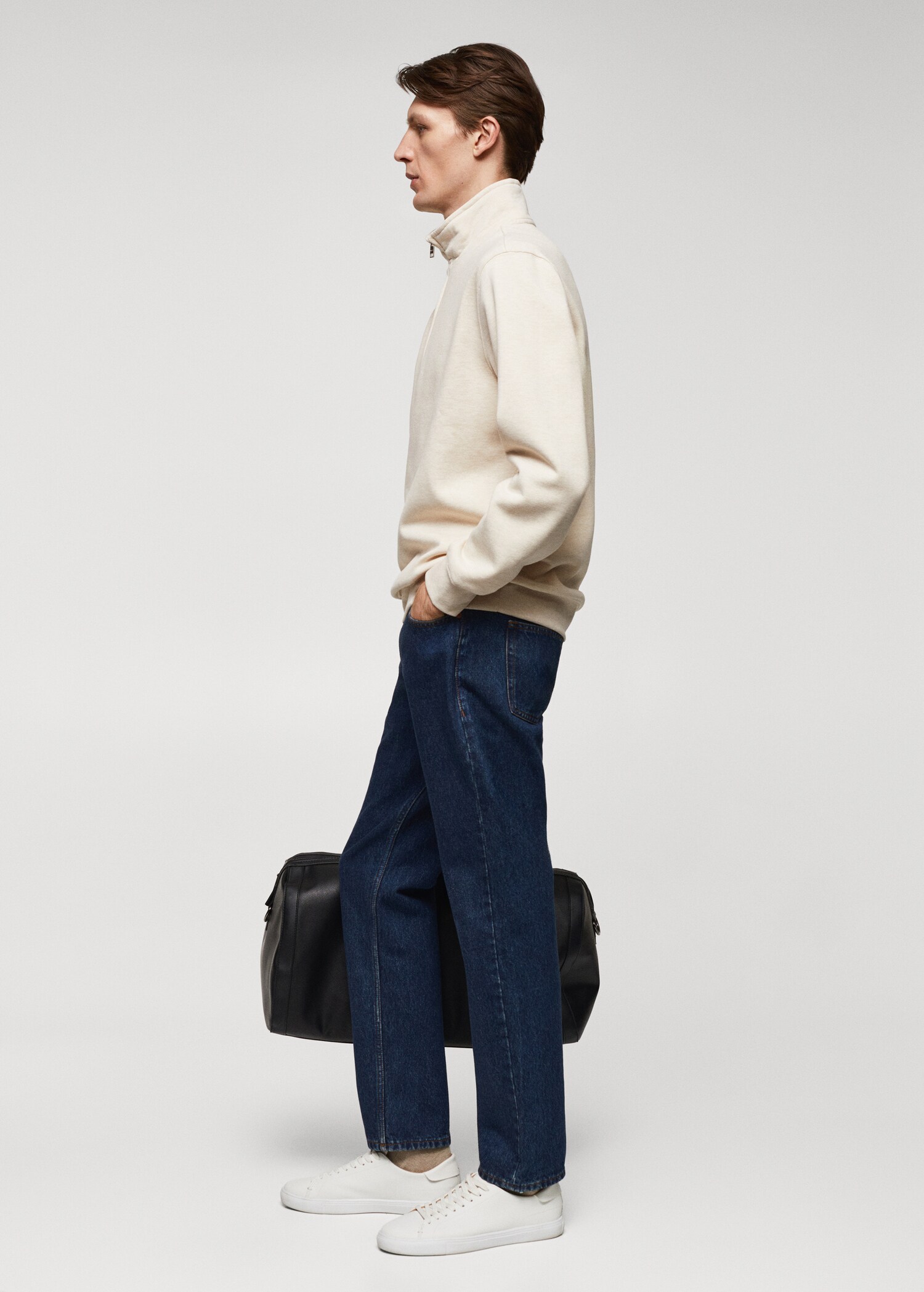 Cotton sweatshirt with zipper neck - Details of the article 2