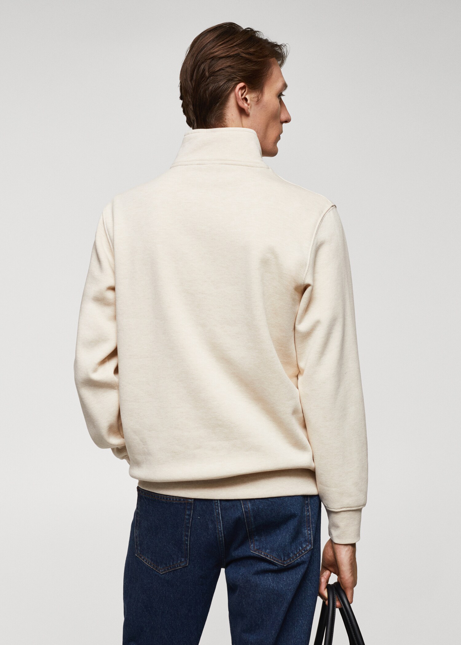 Cotton sweatshirt with zipper neck - Reverse of the article