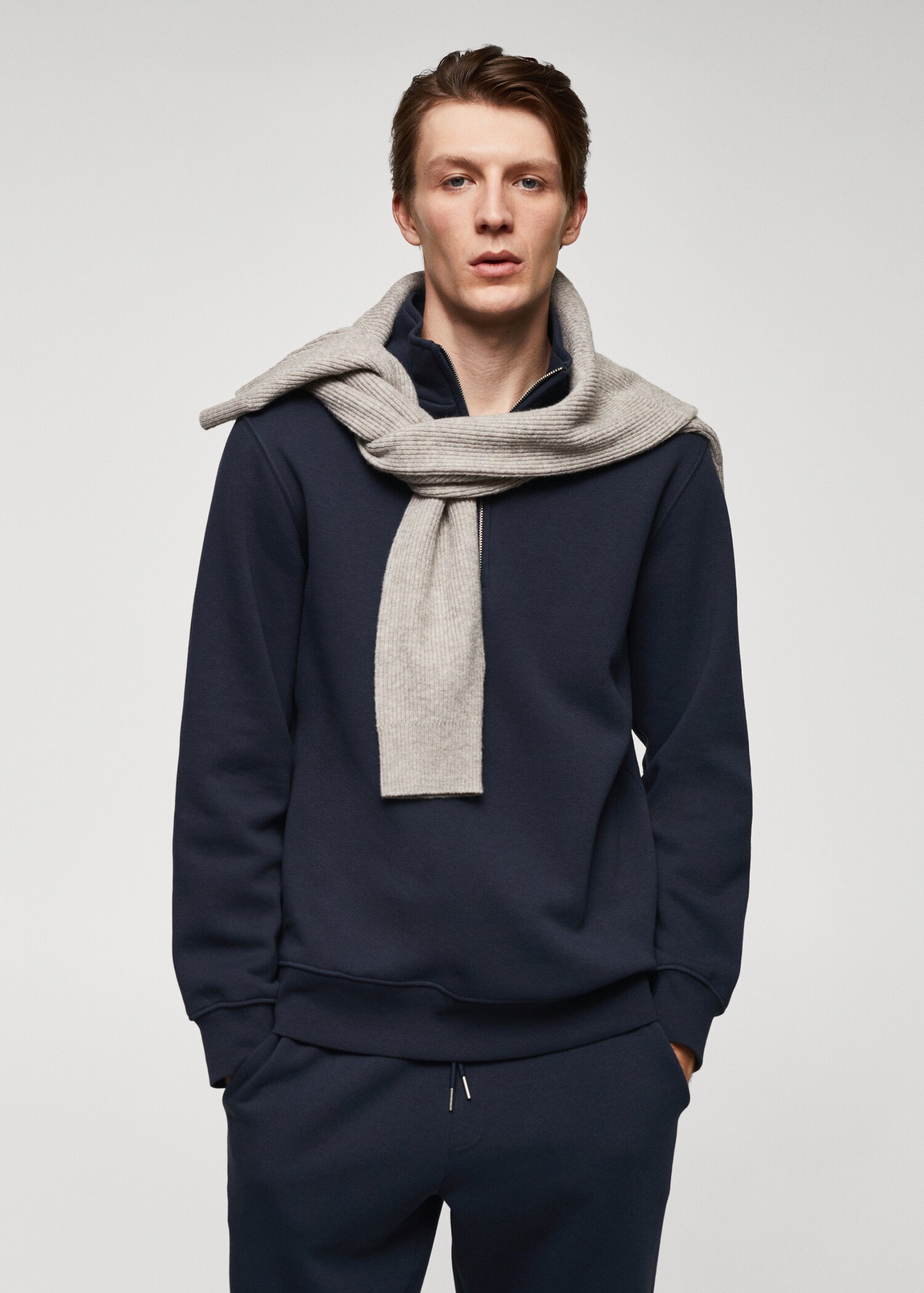 Cotton sweatshirt with zipper neck - Medium plane