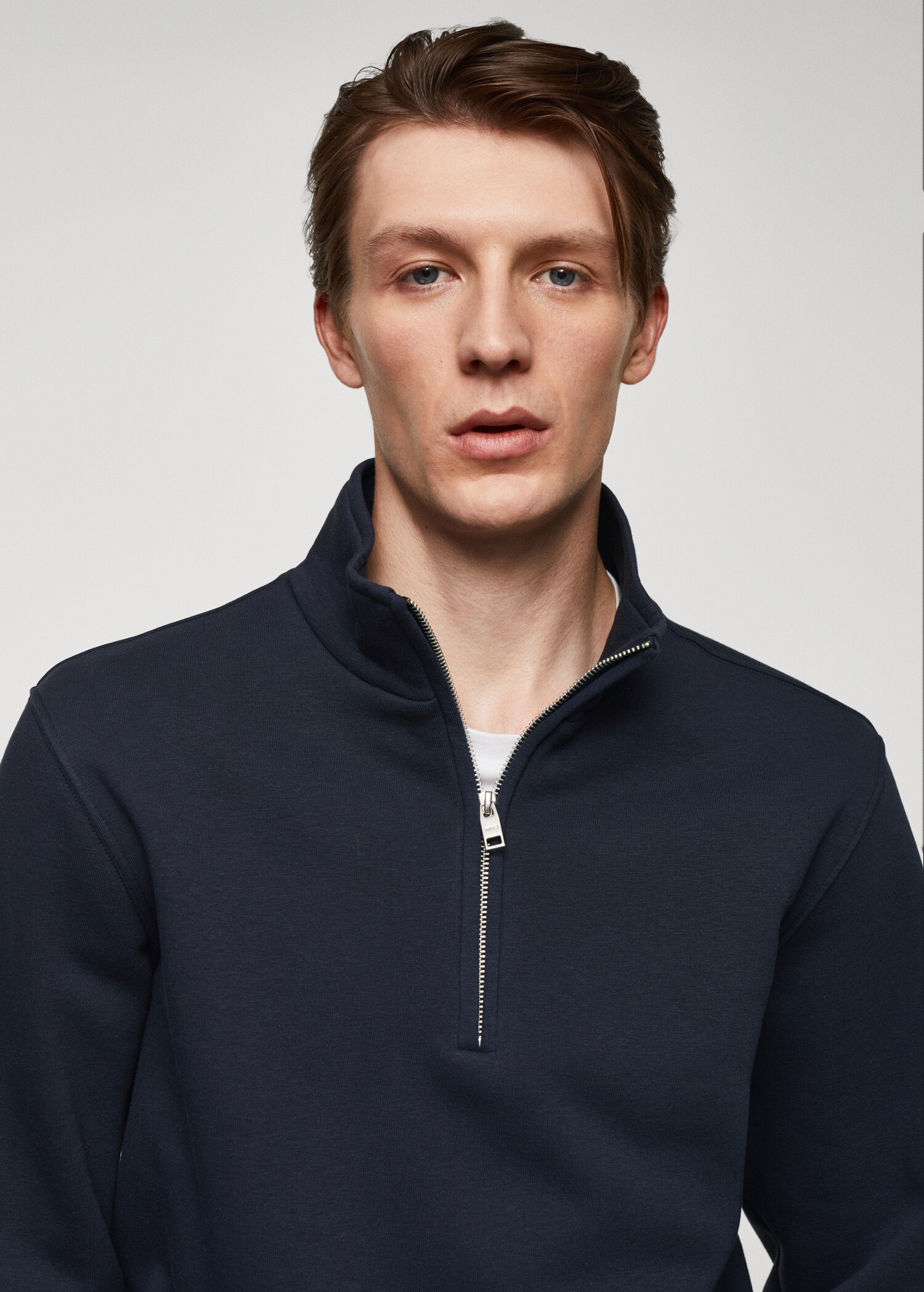 Cotton sweatshirt with zipper neck - Details of the article 1