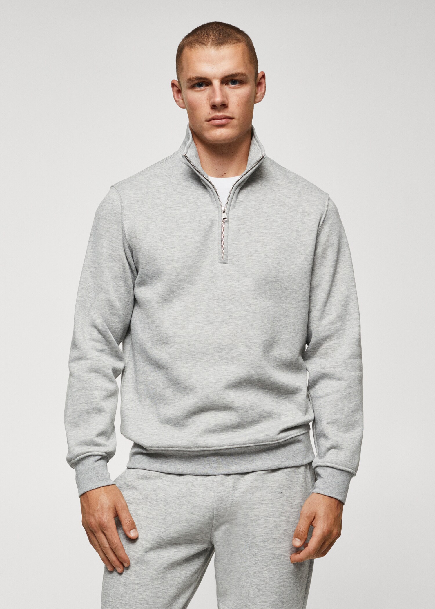 Cotton sweatshirt with zipper neck - Medium plane