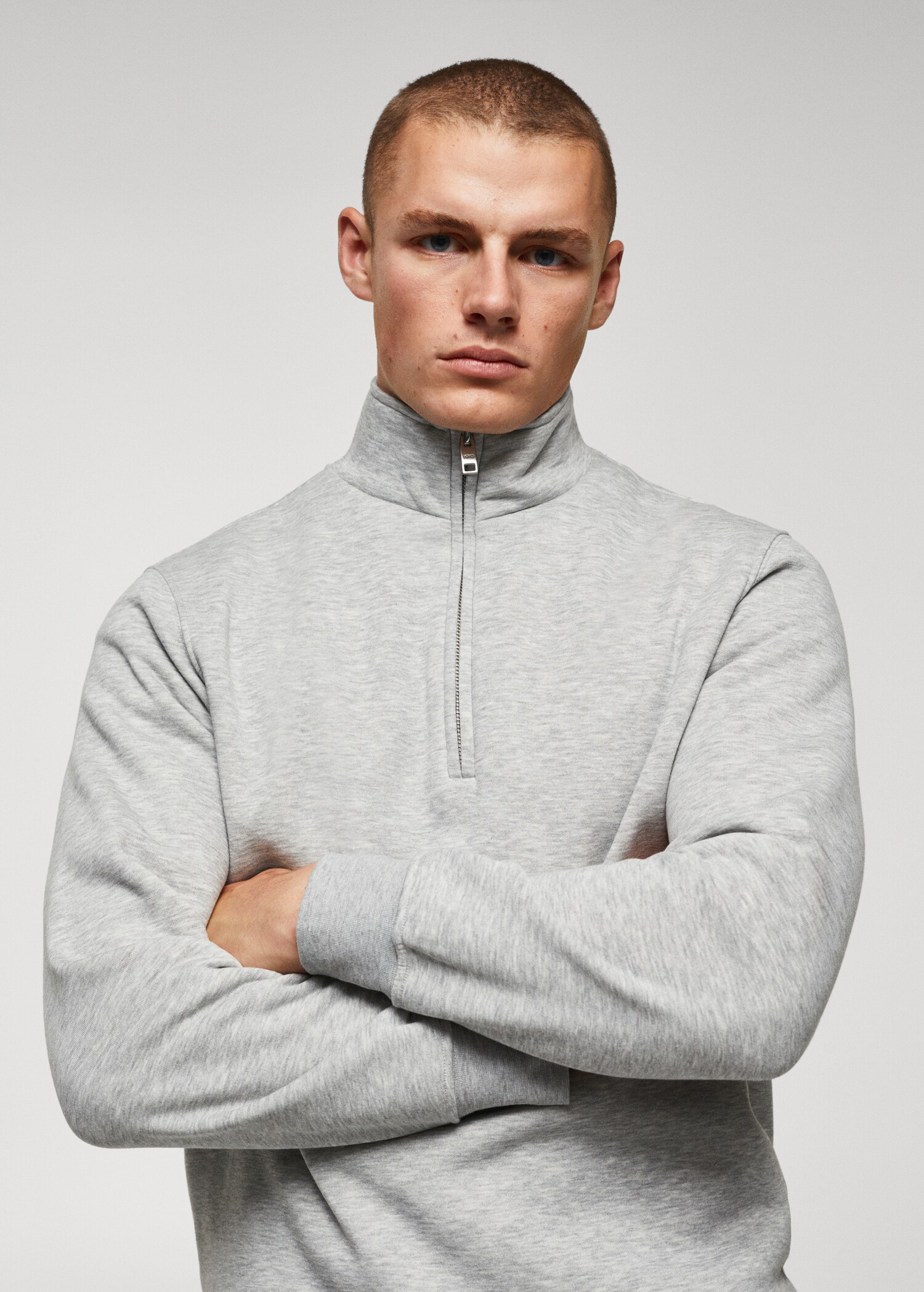 Cotton sweatshirt with zipper neck - Details of the article 1