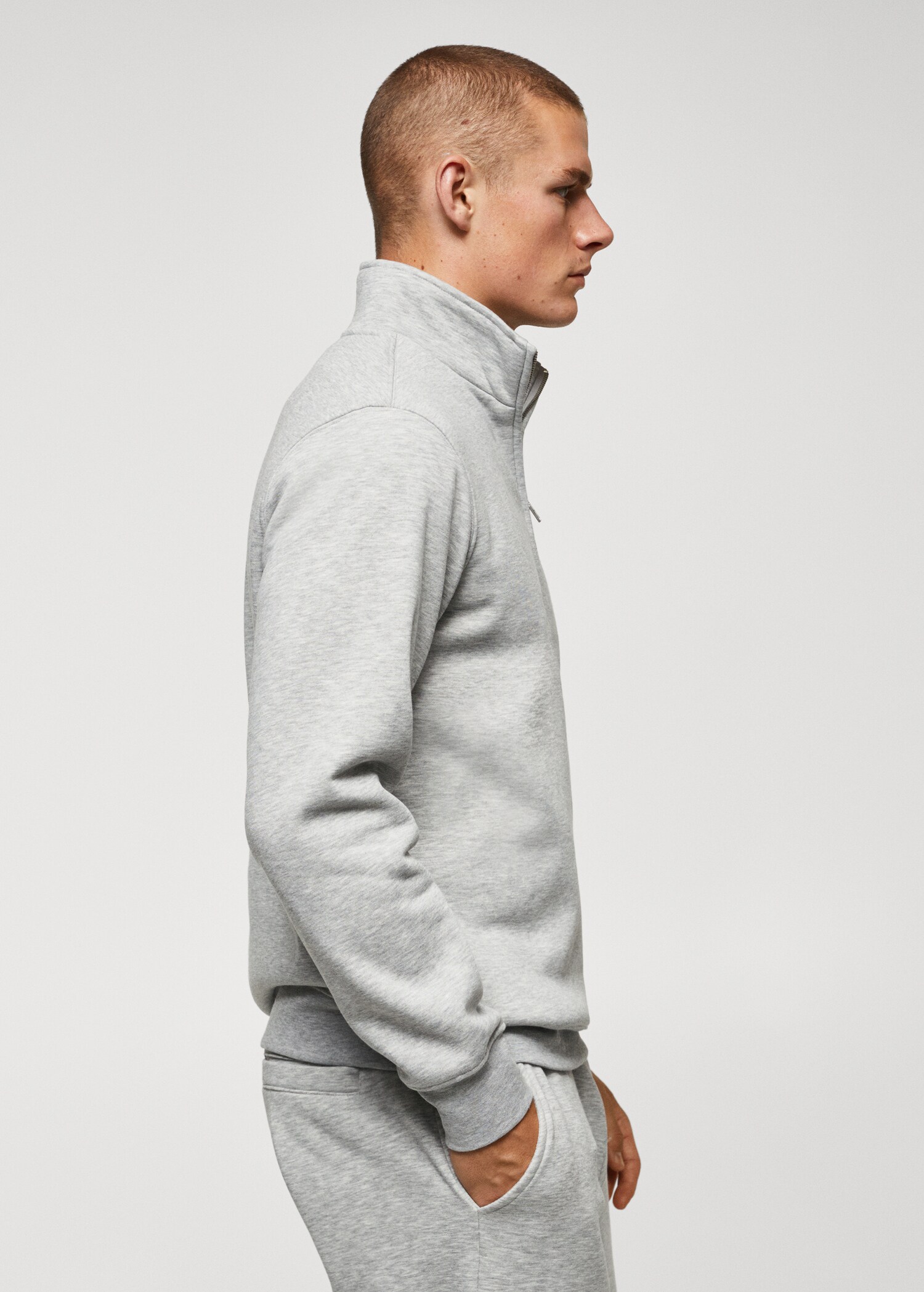 Cotton sweatshirt with zipper neck - Details of the article 2