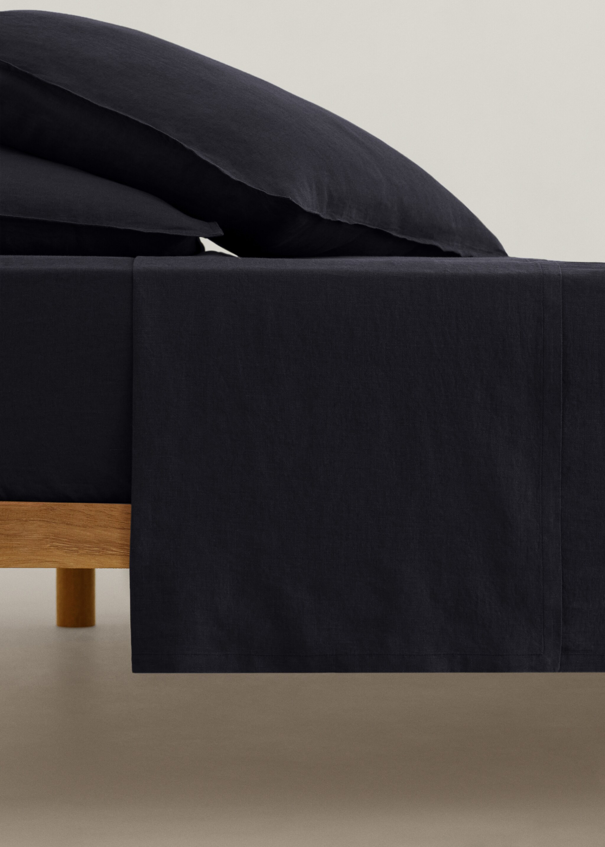 Sábana encimera 100% lino cama de 180cm - Artículo sin modelo, Azul marino oscuro. Ref: 57006320-00.