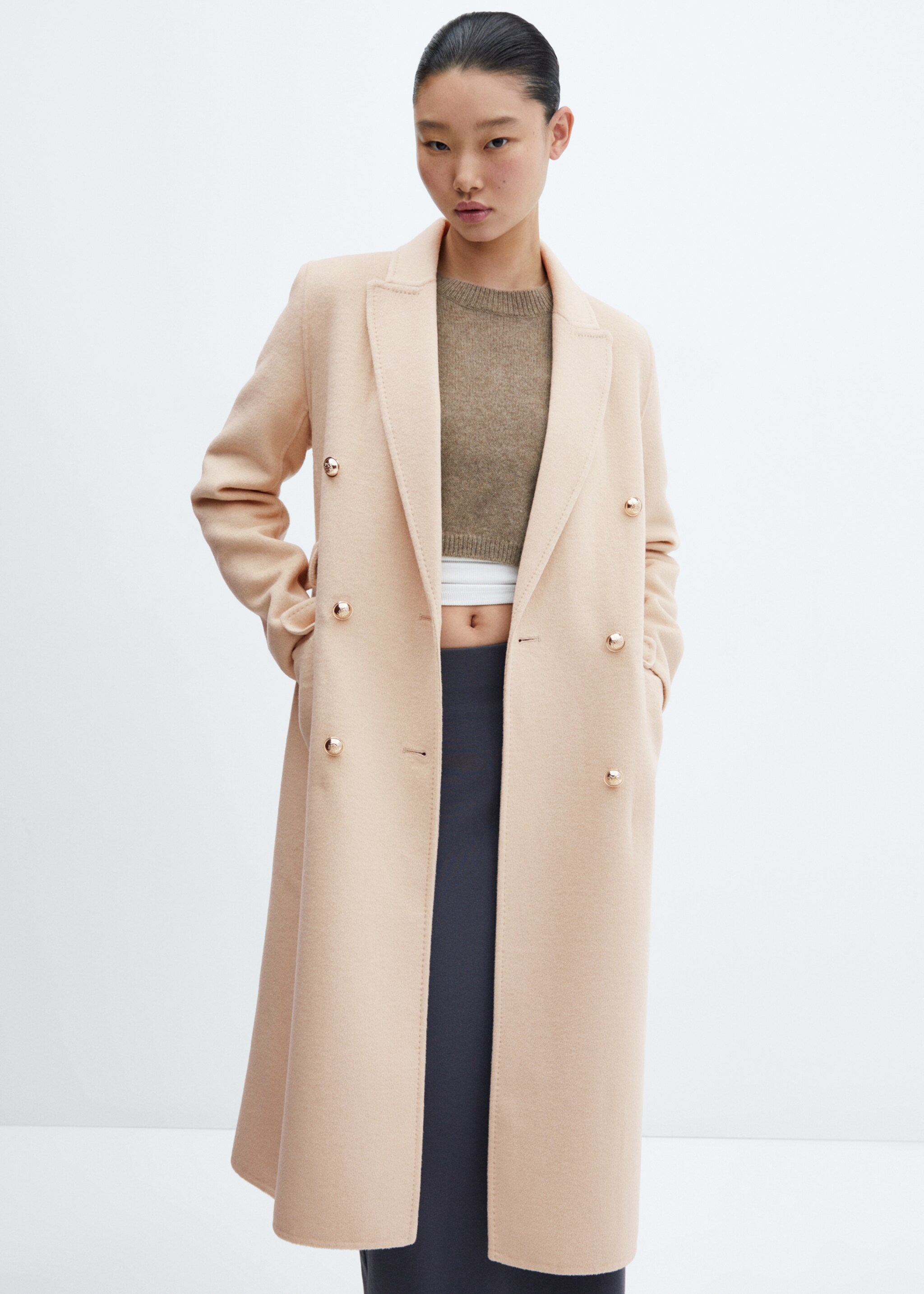 Handmade buttoned wool coat - Medium plane