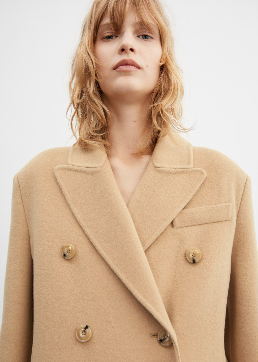 beige double breasted coat
