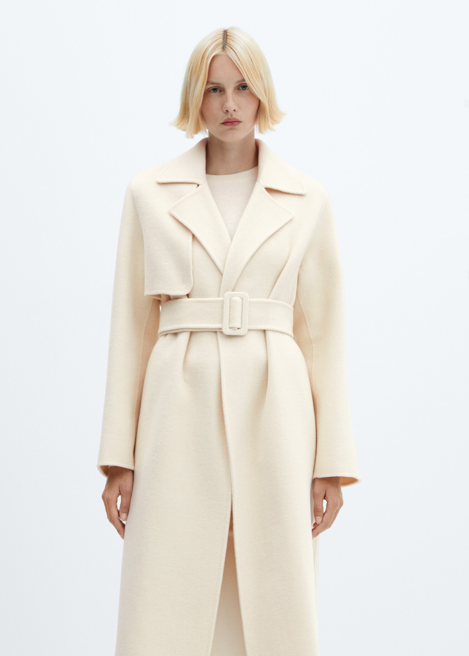 Wool coat with handmade belt - Medium plane