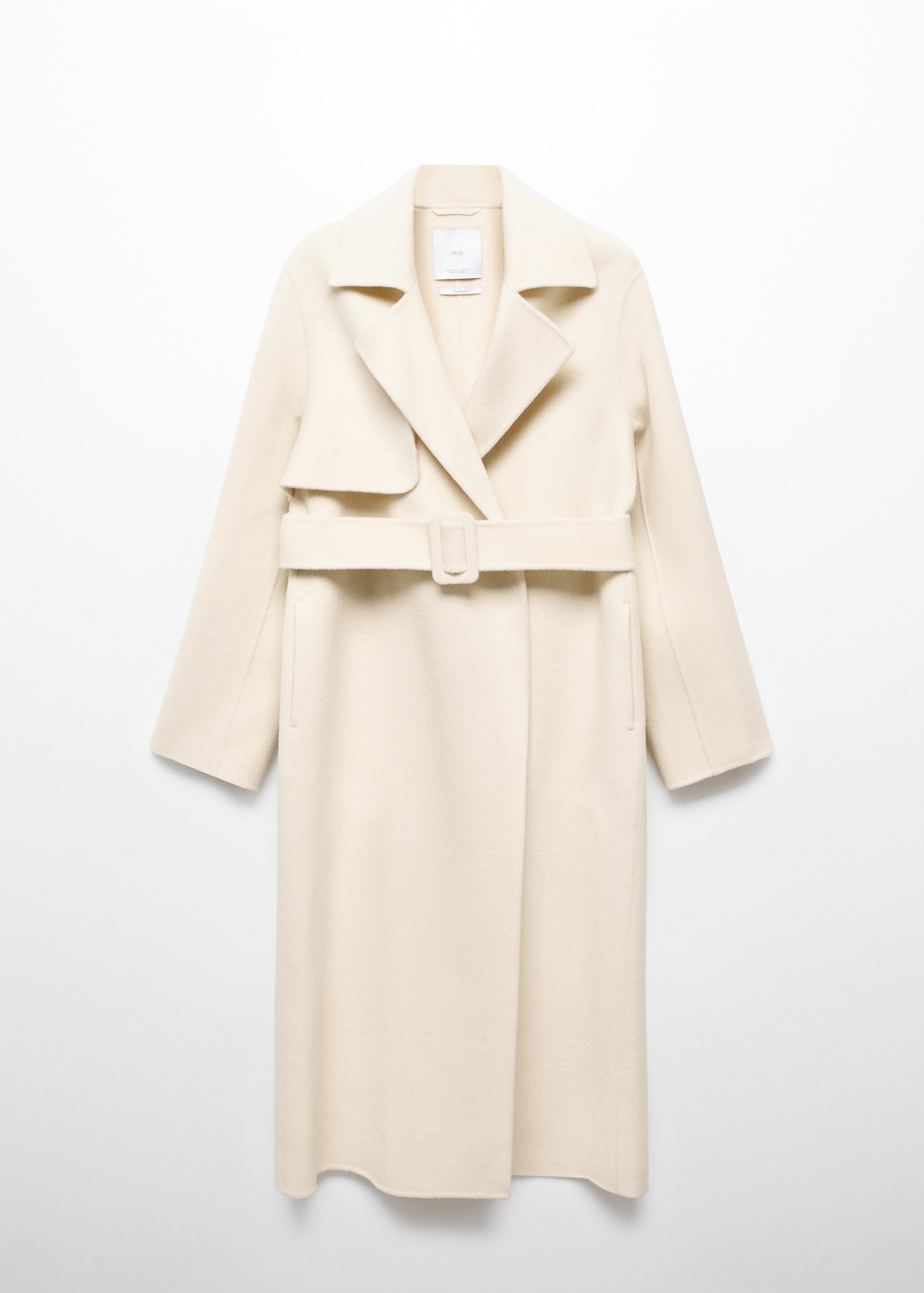 Tie Belt Cream Coat With Belt Wool Coat With Handmade Belt