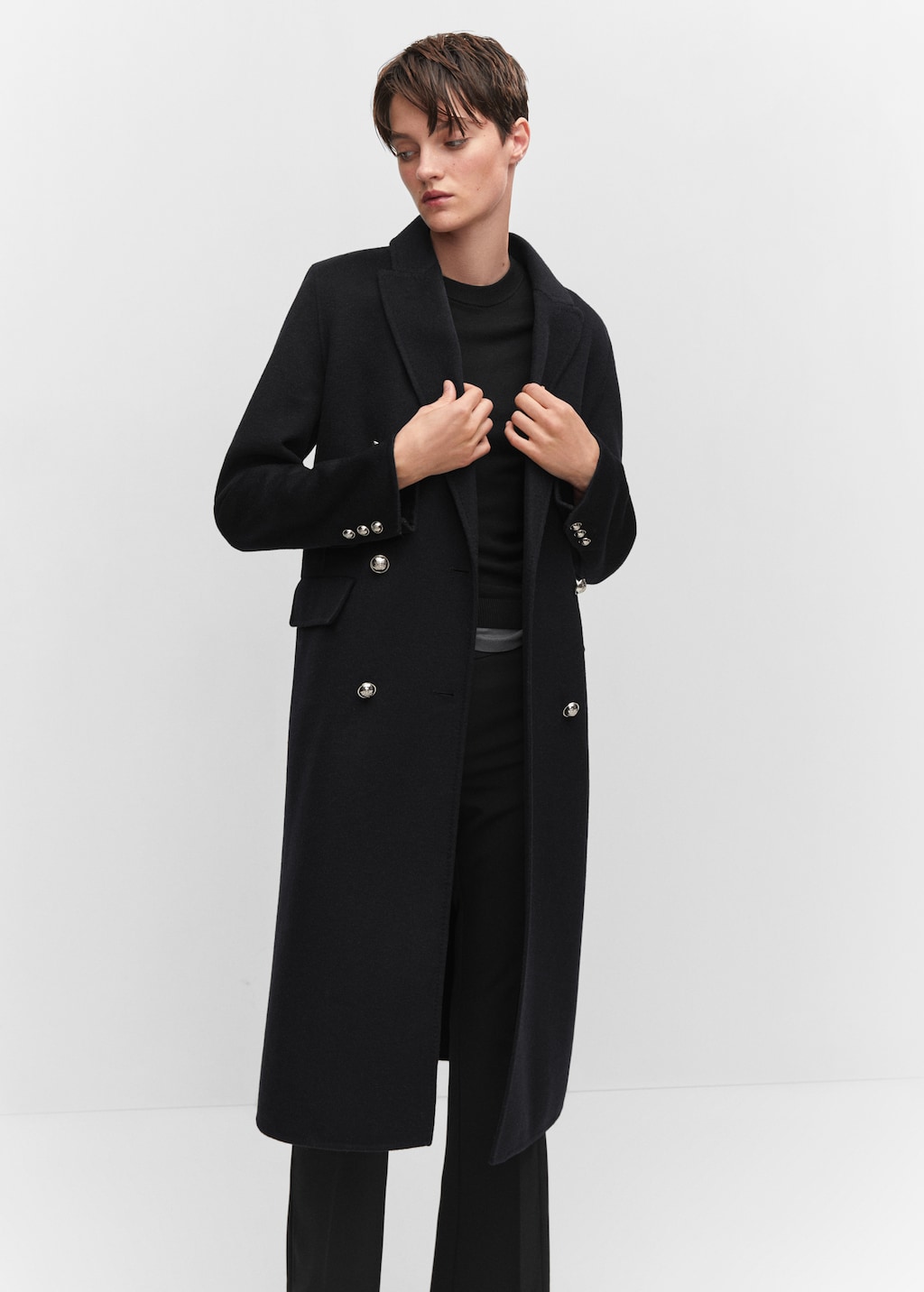 Buttoned wool coat outlet