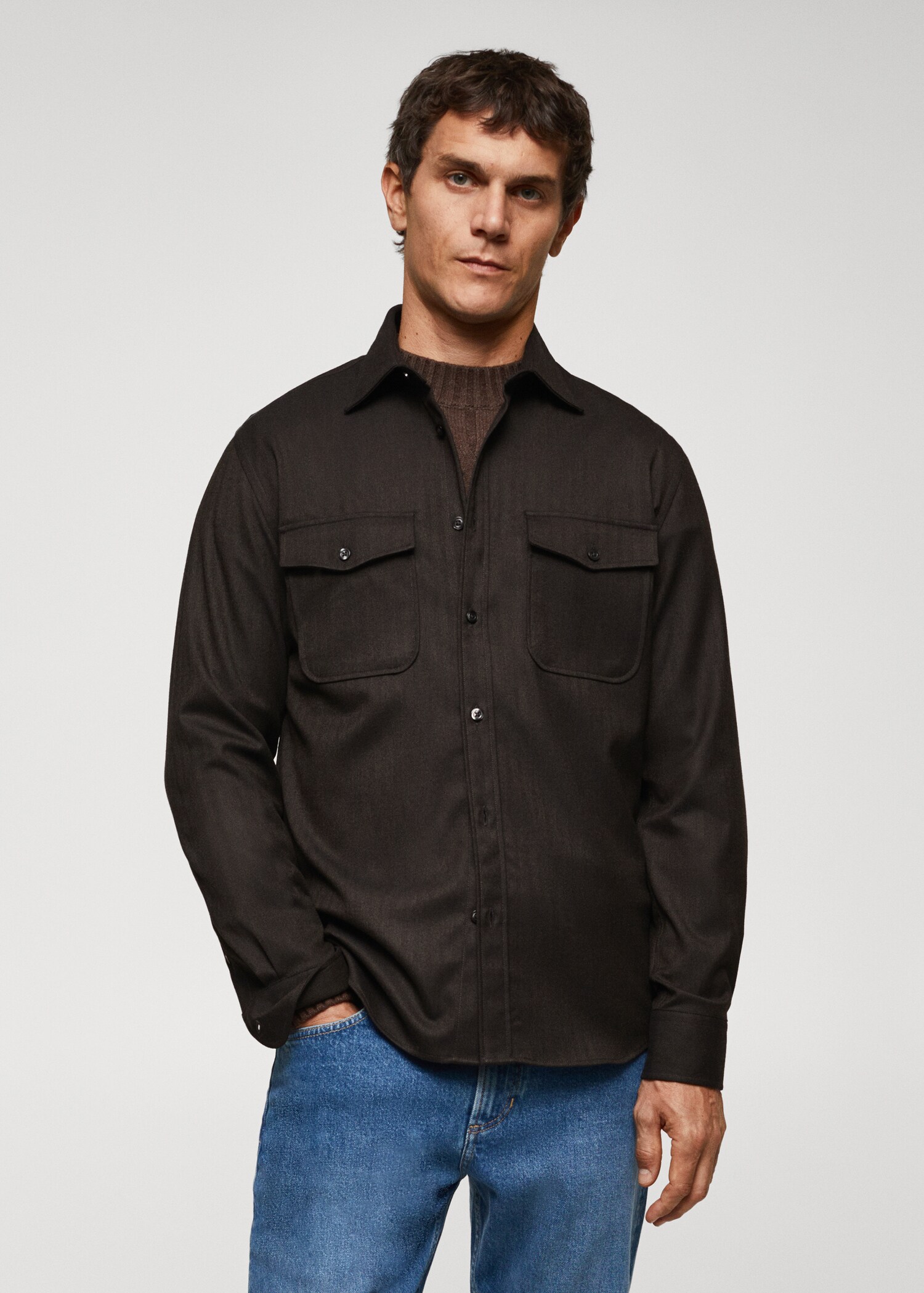 Pocketed cotton overshirt - Medium plane
