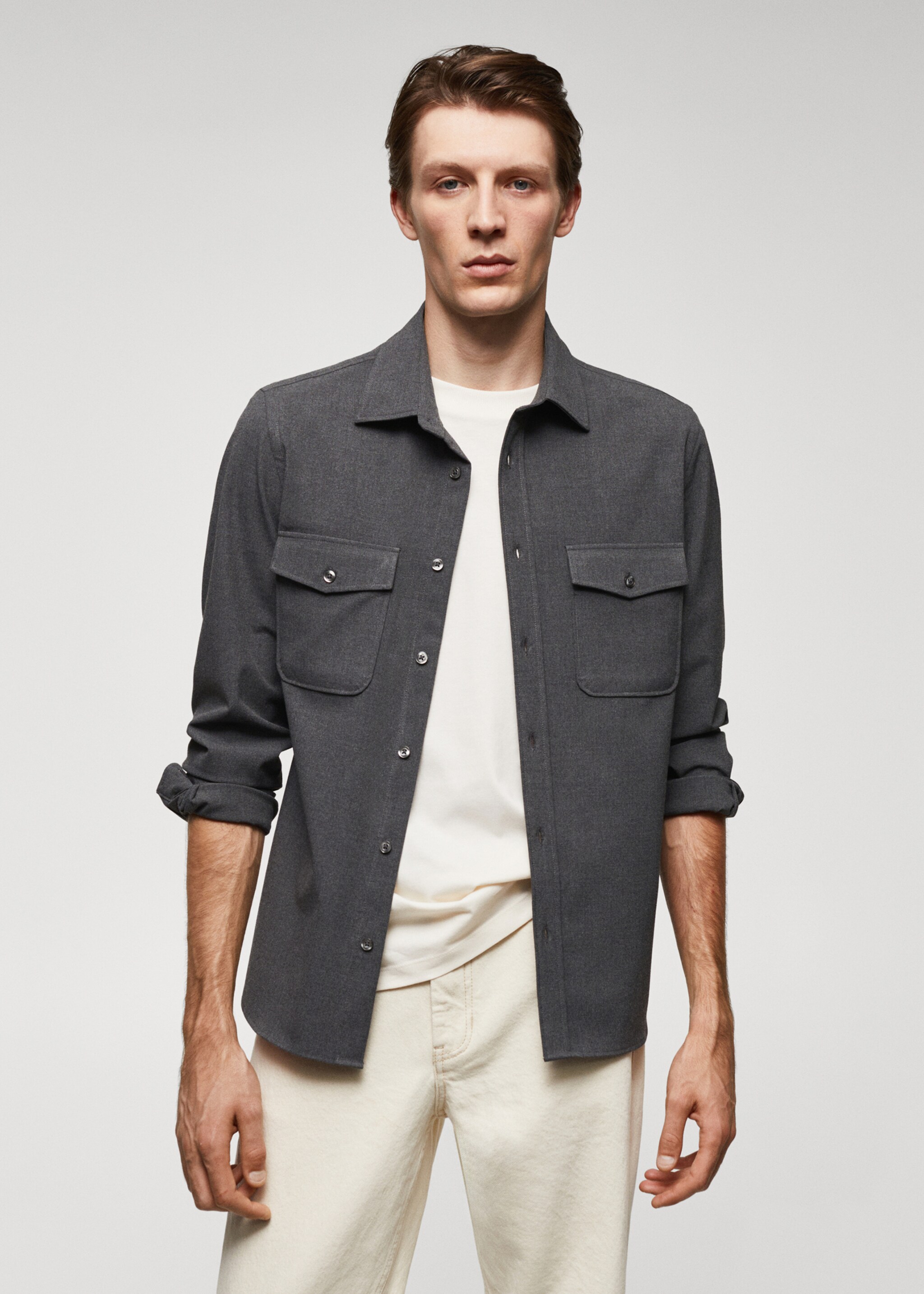 Pocketed cotton overshirt - Medium plane