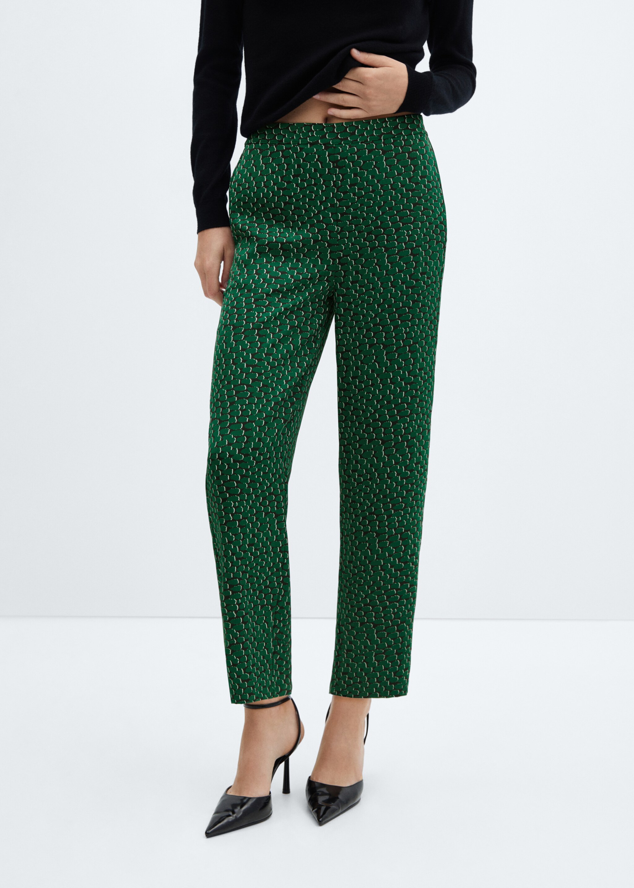 Flowy printed trousers - Medium plane, Green. Ref: 57007721-00.