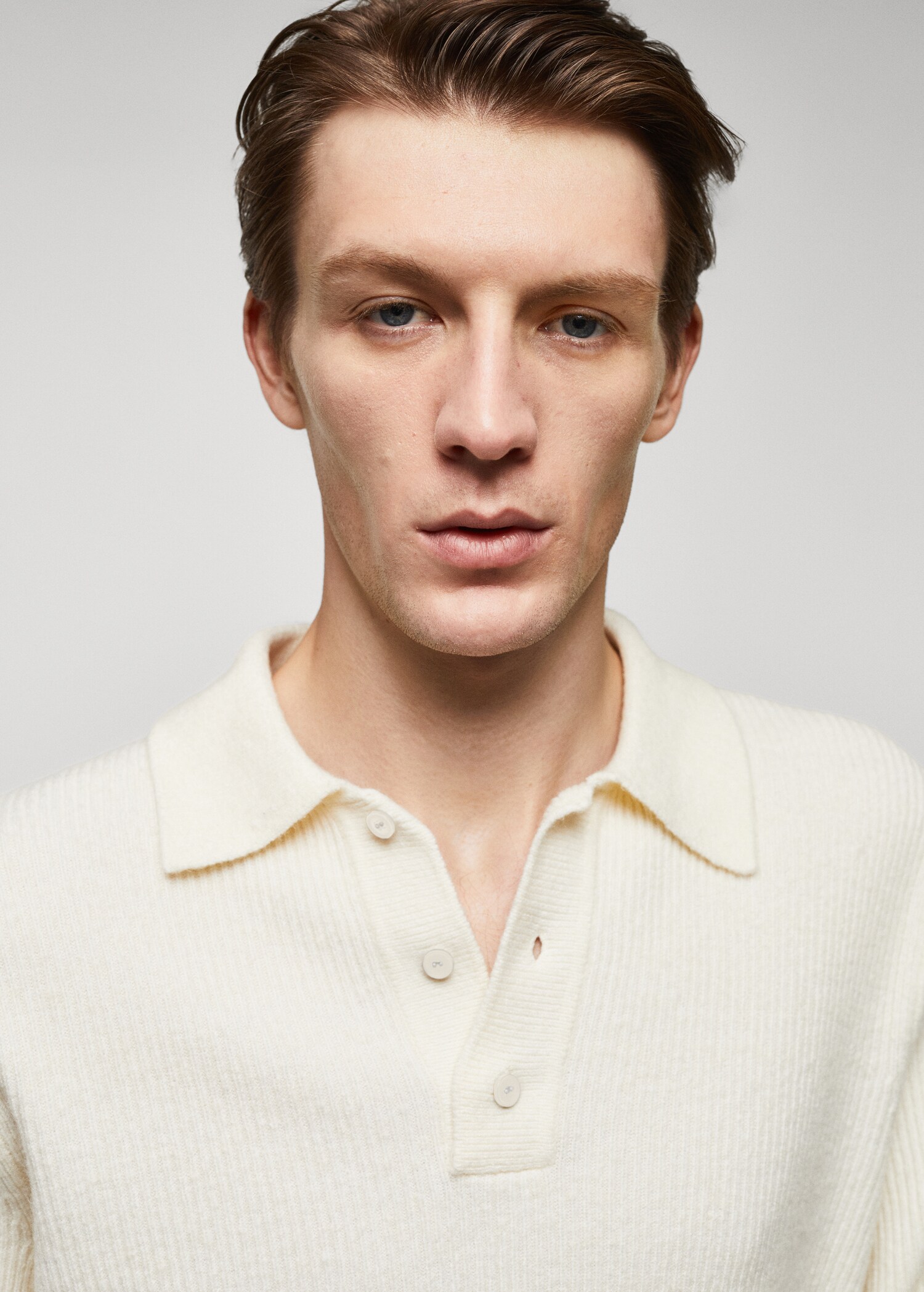 Ribbed knit polo shirt - Details of the article 1