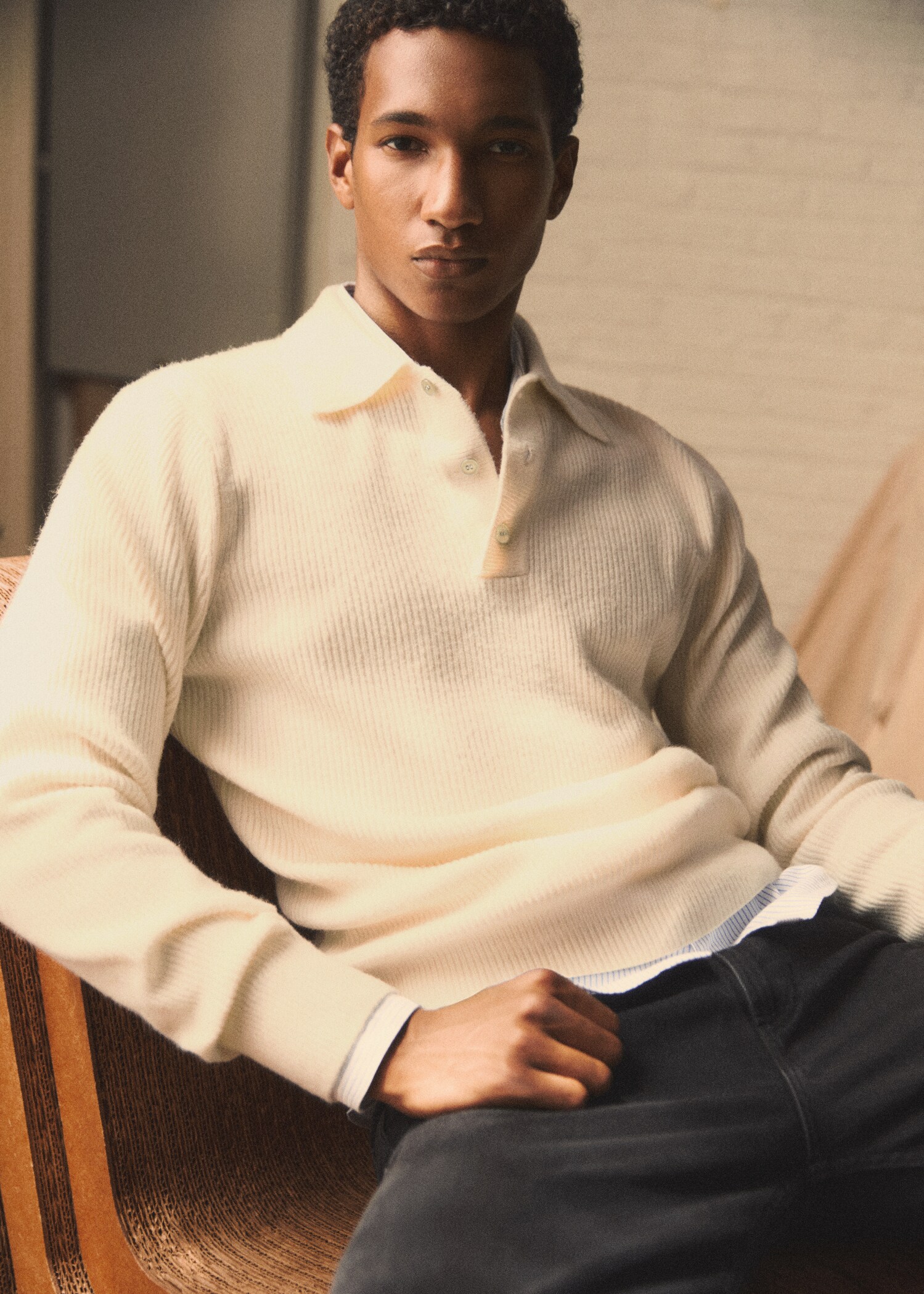 Ribbed knit polo shirt - Details of the article 5