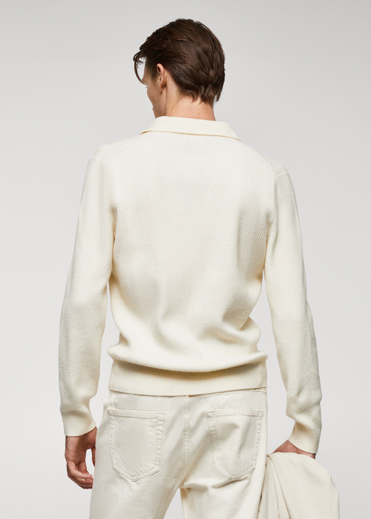 Ribbed knit polo shirt - Reverse of the article