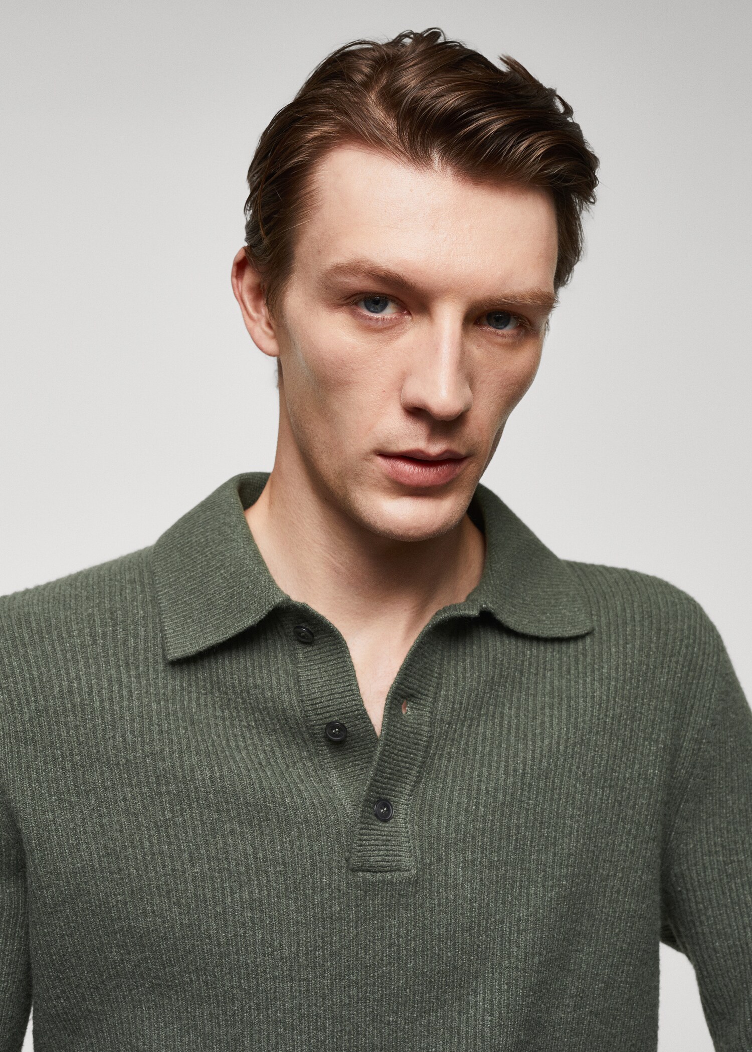 Ribbed knit polo shirt - Details of the article 1