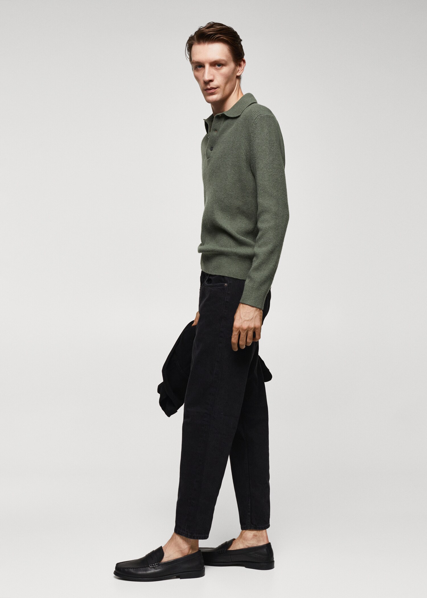Ribbed knit polo shirt - Details of the article 2