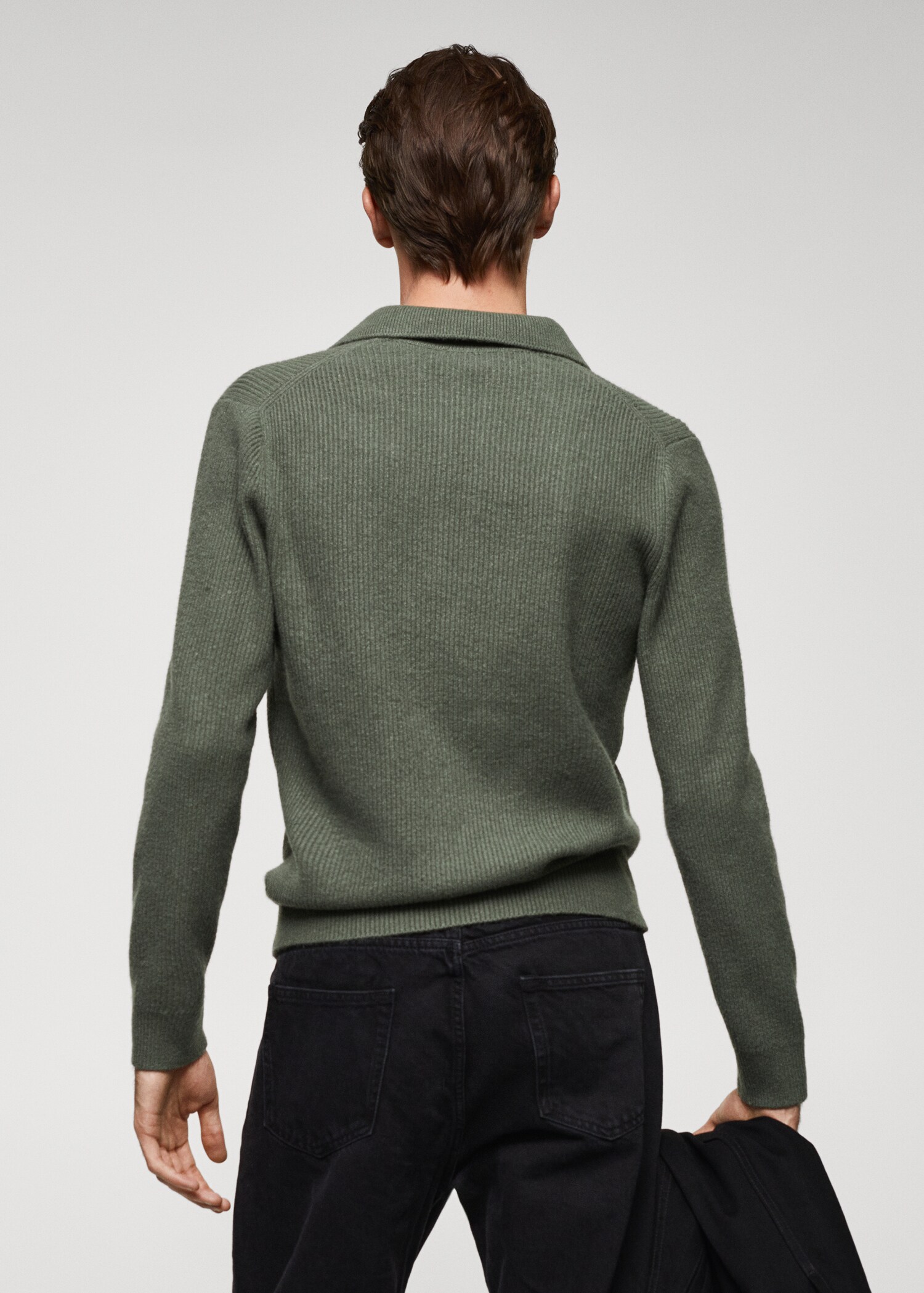 Ribbed knit polo shirt - Reverse of the article