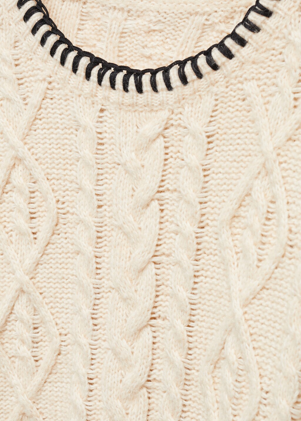 Cable-knit sweater with contrasting trim - Women | MANGO