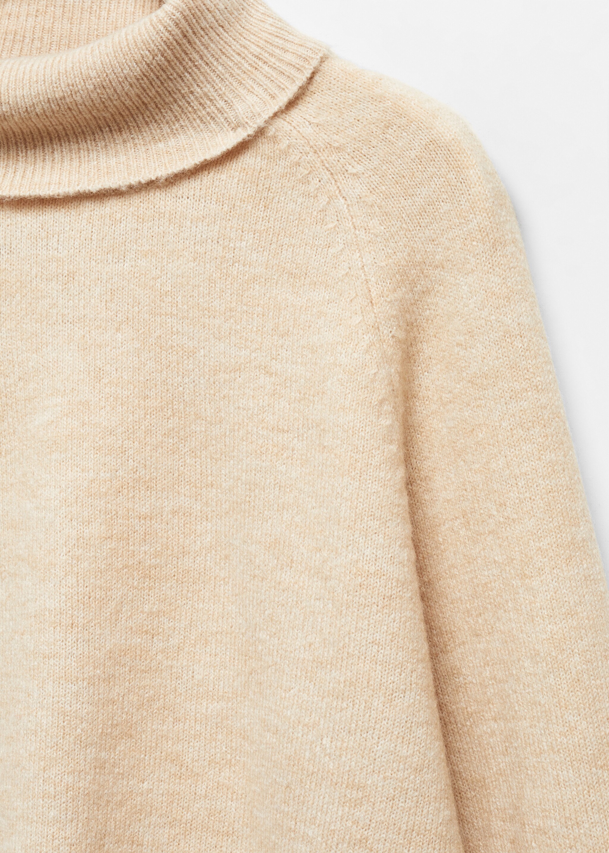 Turtleneck knitted sweater - Details of the article 8, Beige. Ref: 57007740-00.
