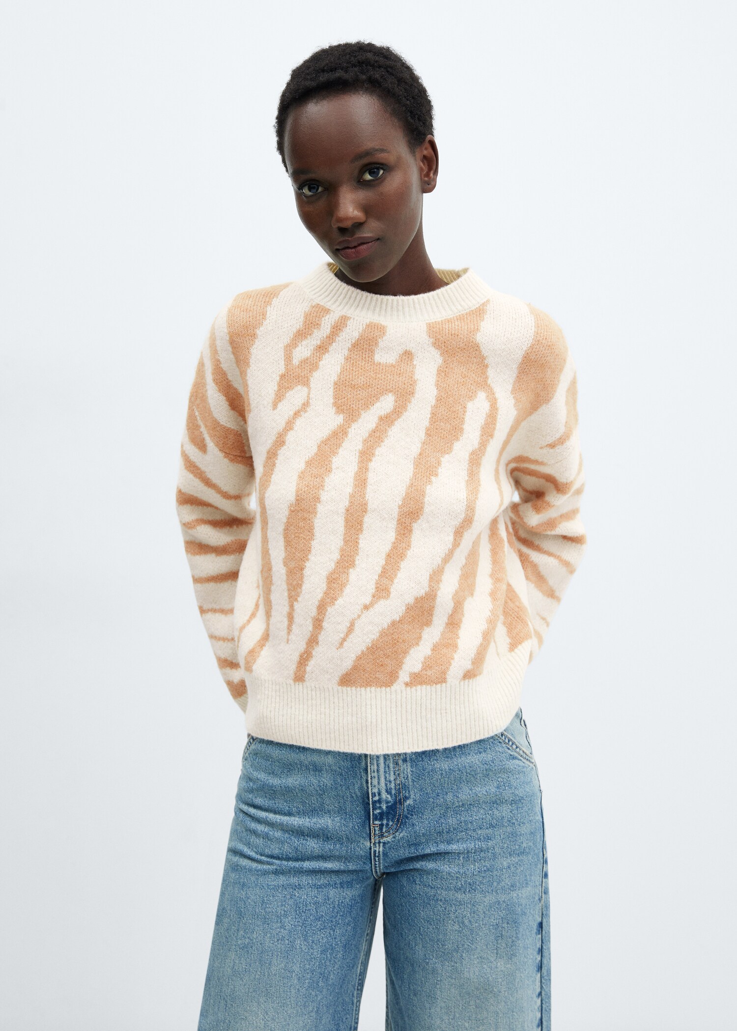 Animal-print knitted sweater - Medium plane