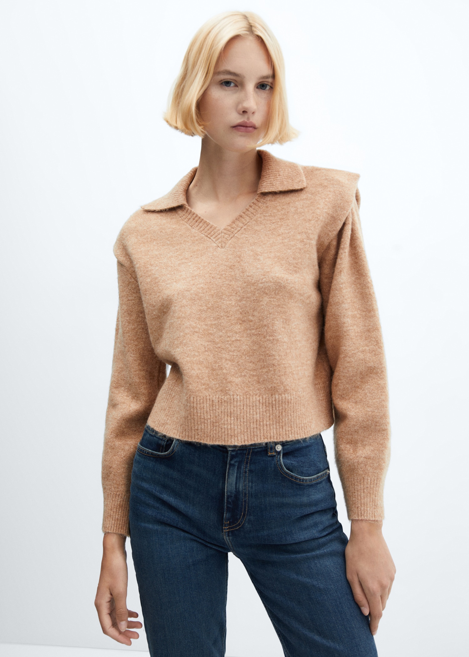Polo-neck sweater with shoulder pads Women MANGO OUTLET Croatia