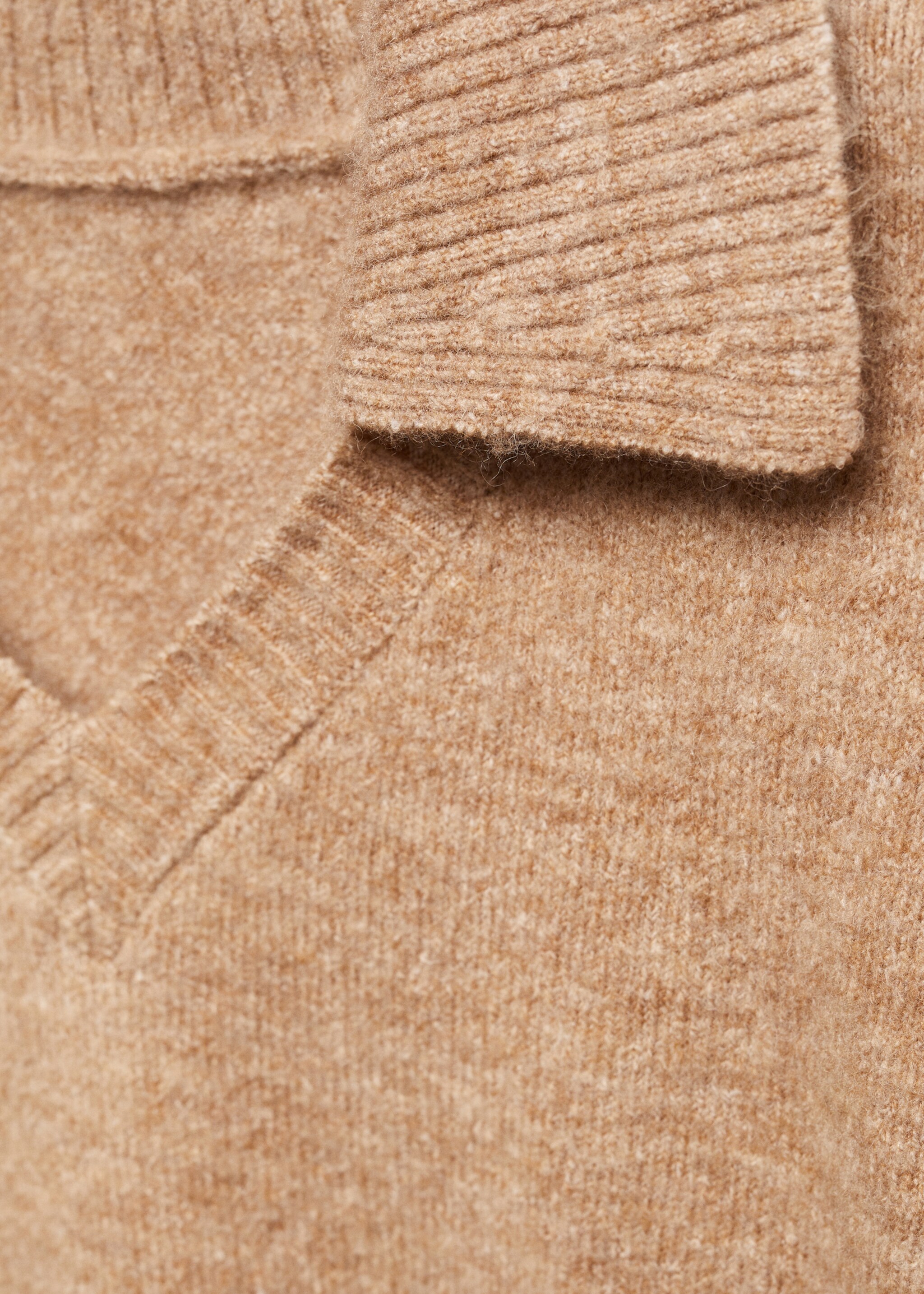 Polo-neck sweater with shoulder pads - Details of the article 8, Medium Brown. Ref: 57007758-00.