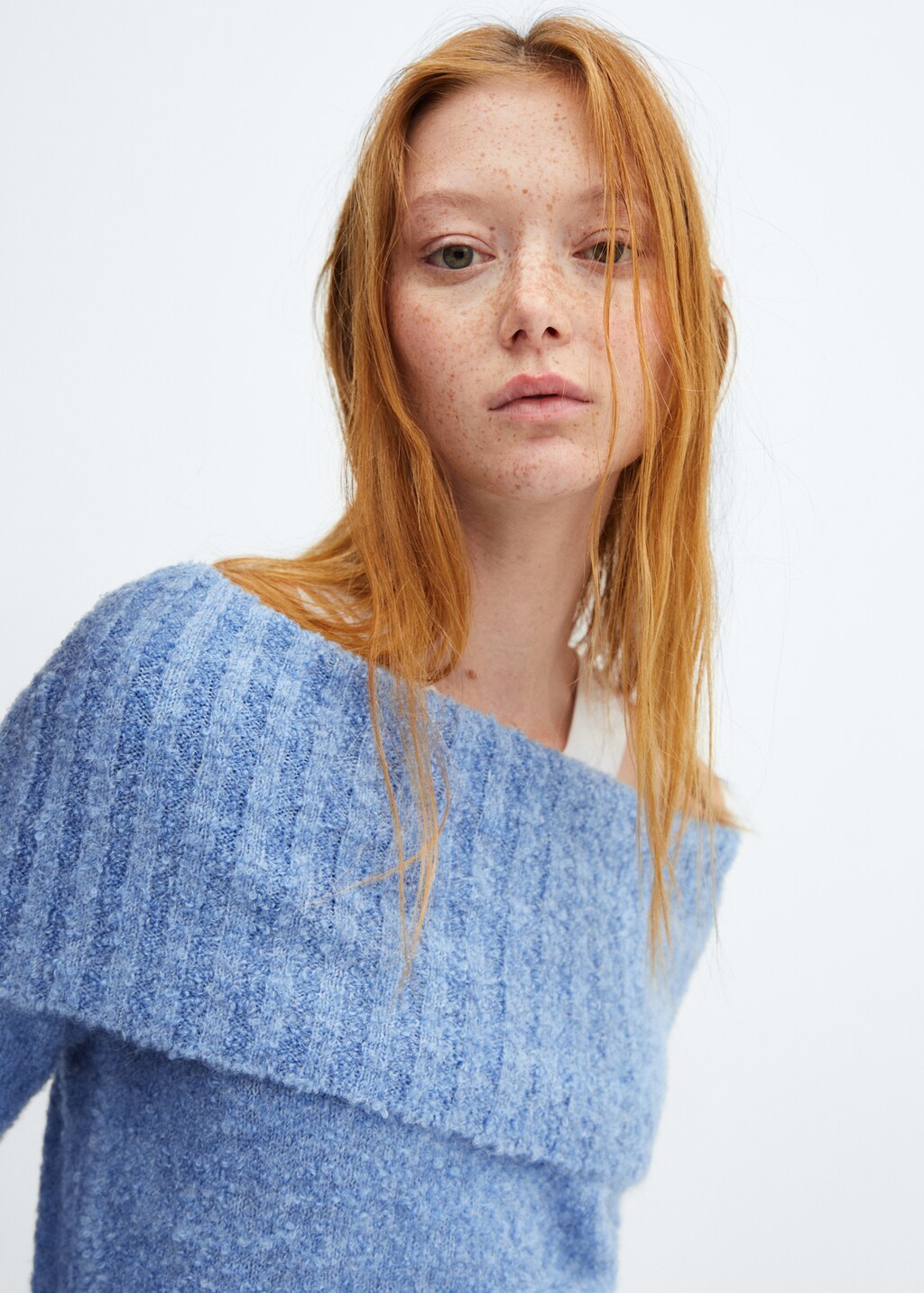 Light blue off the shoulder sweater online