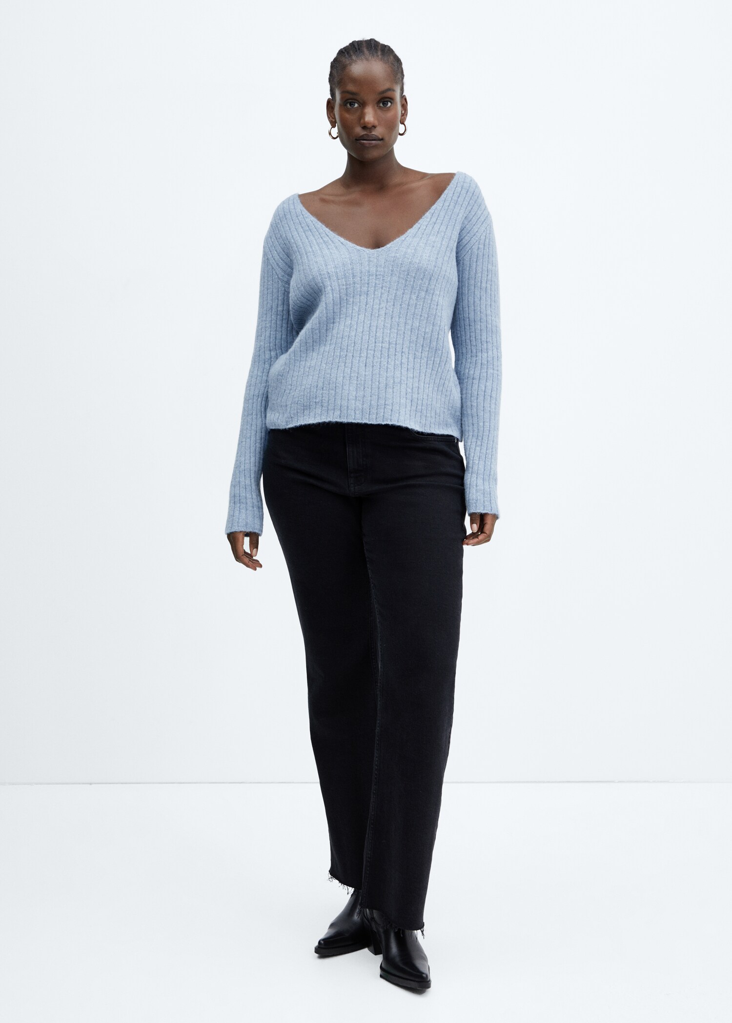 V-neck ribbed knit sweater - Details of the article 3