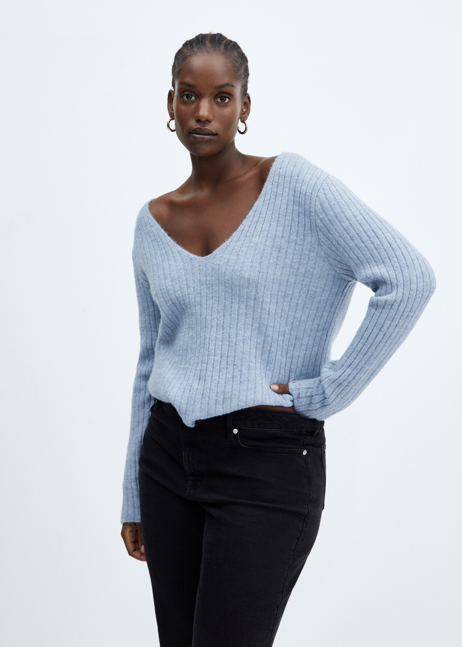 V-neck ribbed knit sweater - Details of the article 5