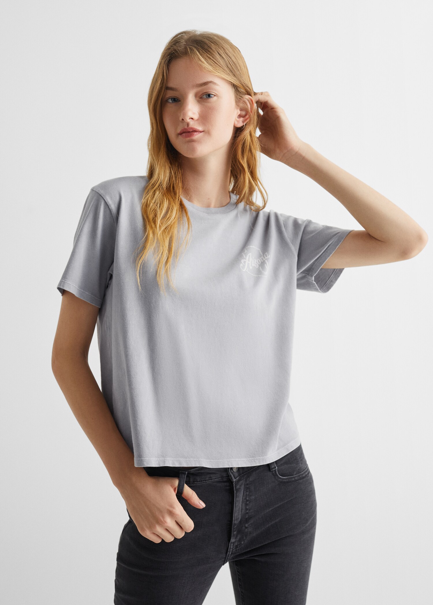 Tricou din bumbac cu mesaj - Plan mediu