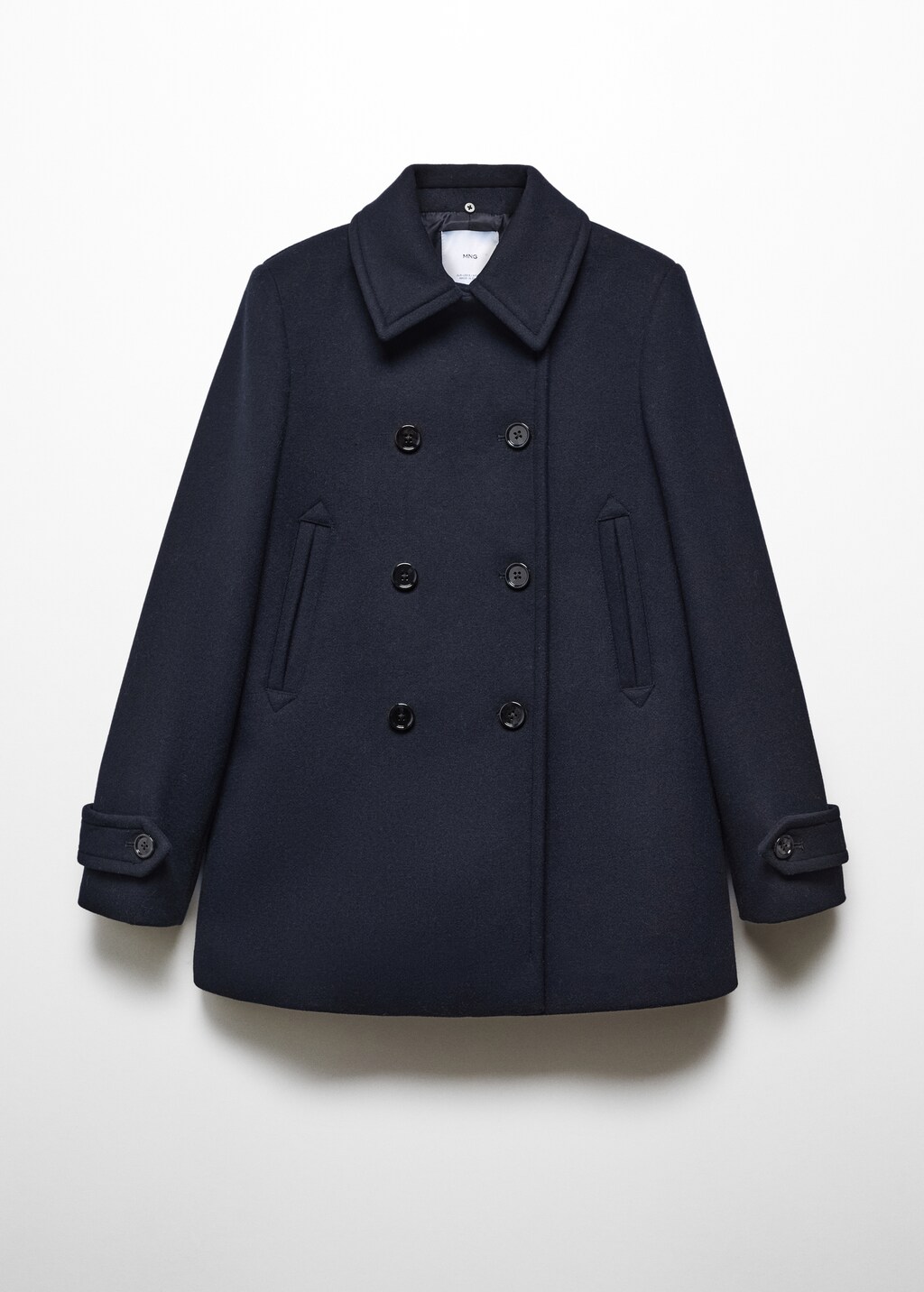 Double-breasted coat with fur-effect collar - Women | MANGO