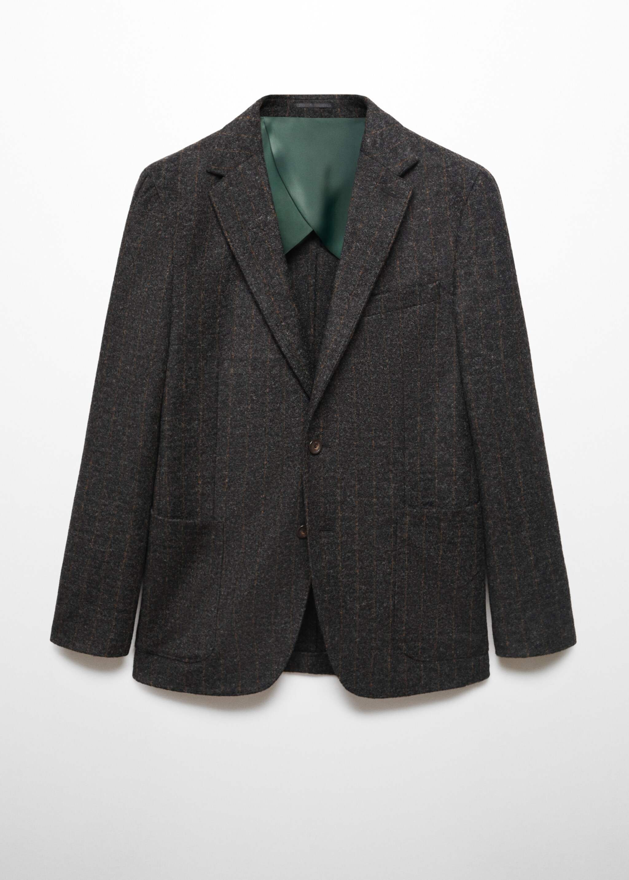 Pinstripe virgin wool blazer - Article without model, Grey. Ref: 57008636-00.