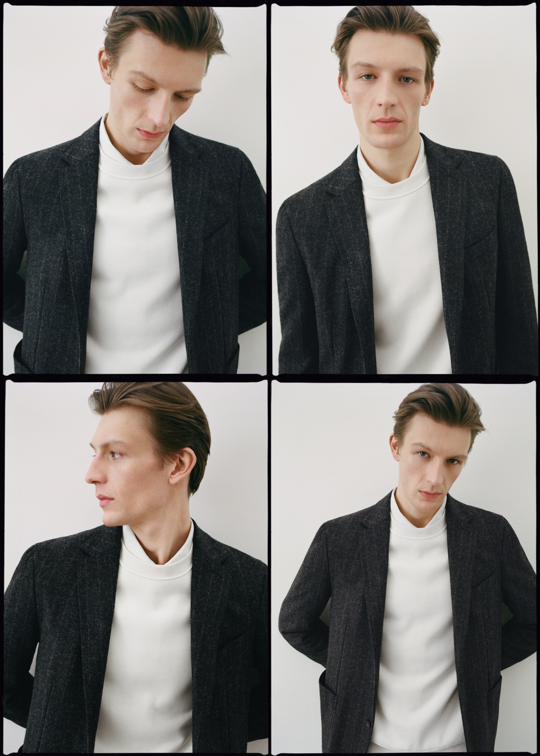 Pinstripe virgin wool blazer - Details of the article 6, Grey. Ref: 57008636-00.