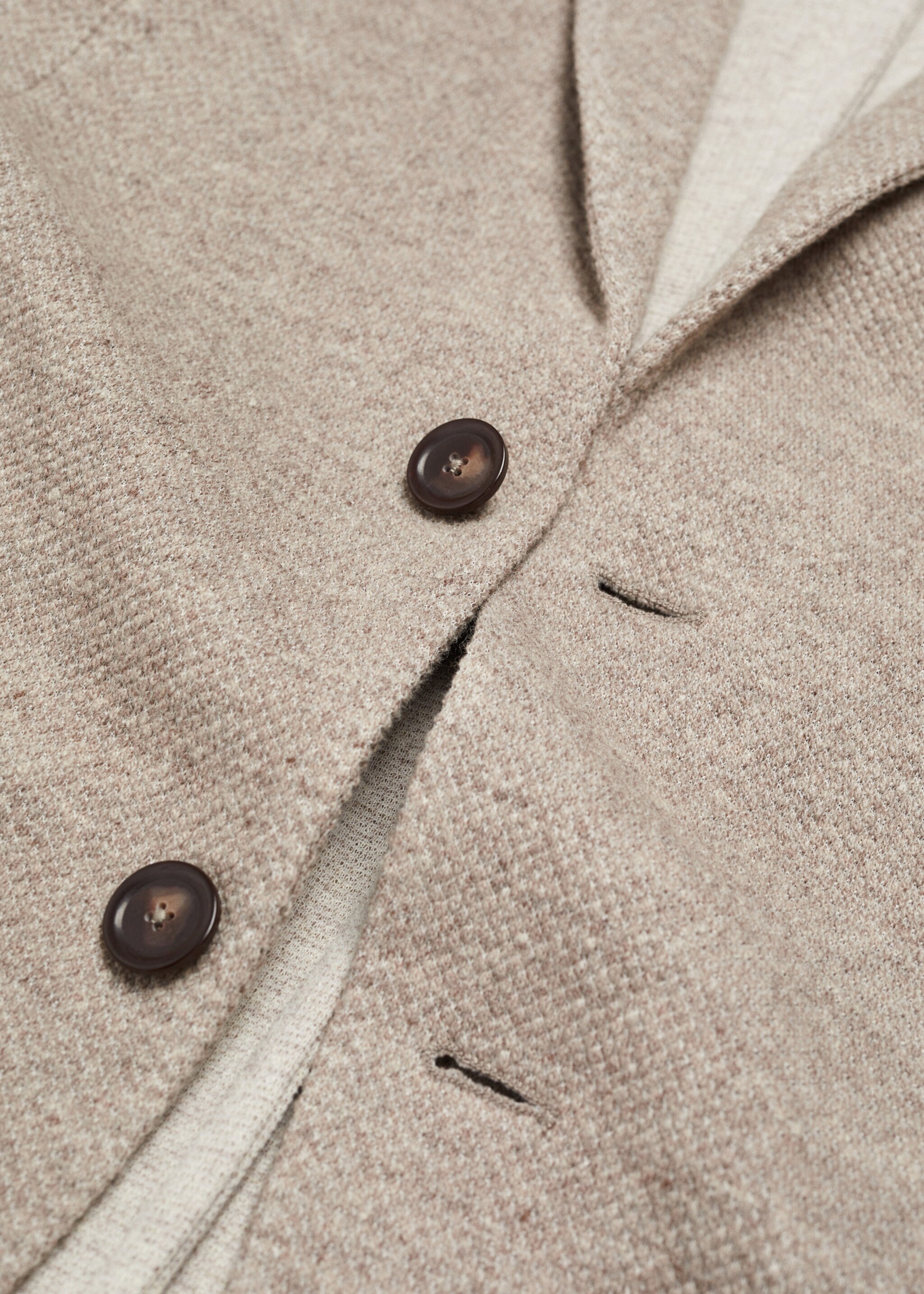 Virgin wool knitted blazer - Details of the article 0, Beige. Ref: 57008638-00.