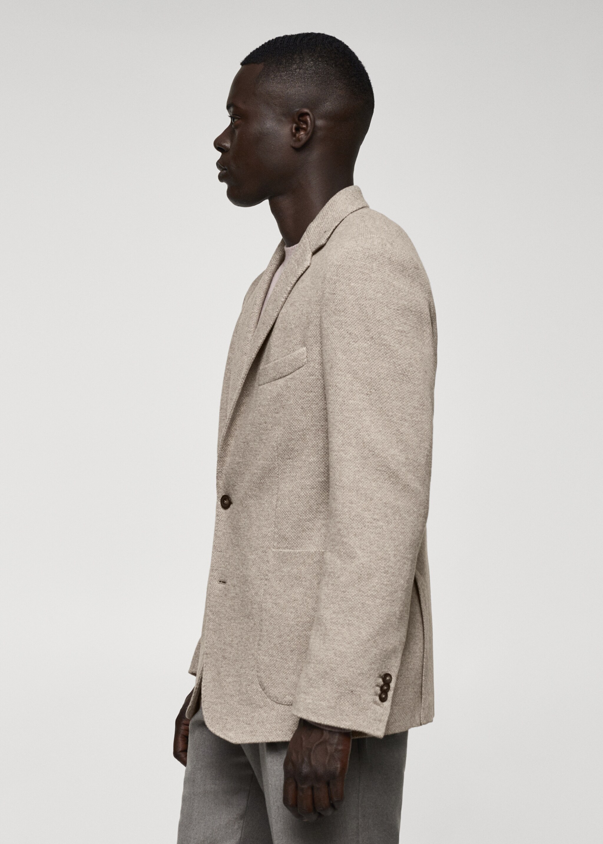 Virgin wool knitted blazer - Details of the article 2, Beige. Ref: 57008638-00.