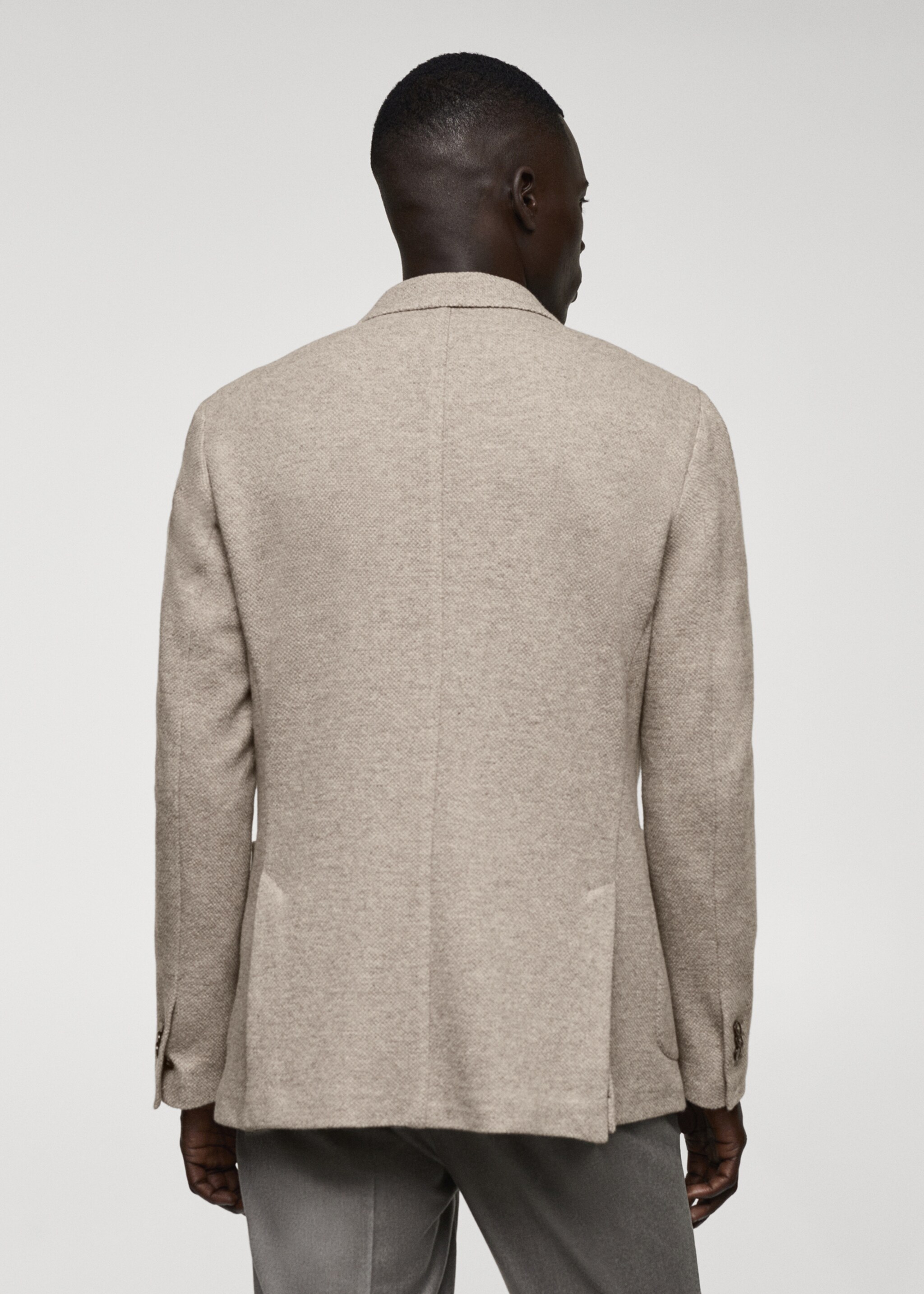 Virgin wool knitted blazer - Reverse of the article, Beige. Ref: 57008638-00.