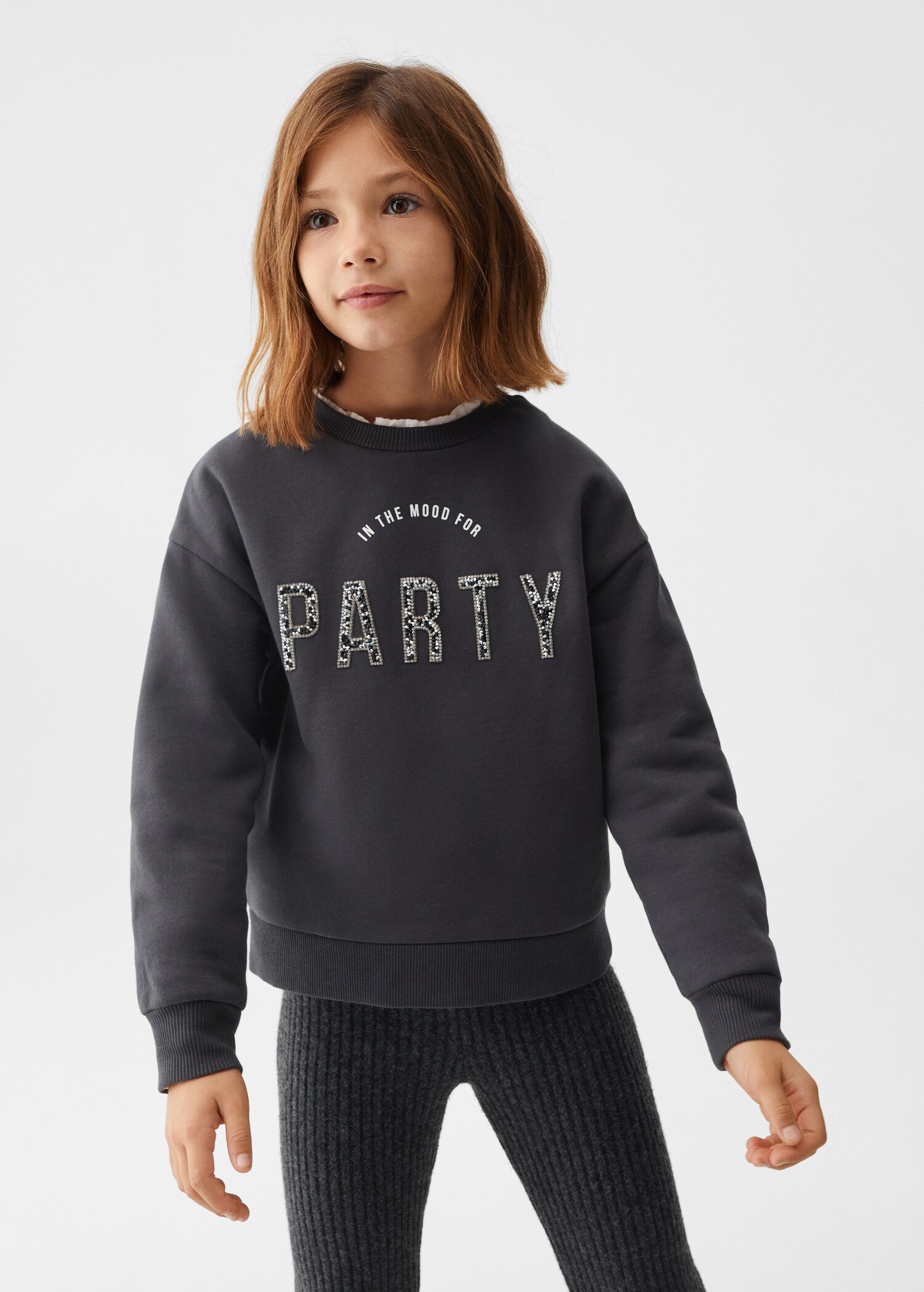 Sweatshirt met paillettenboodschap - Middenvlak