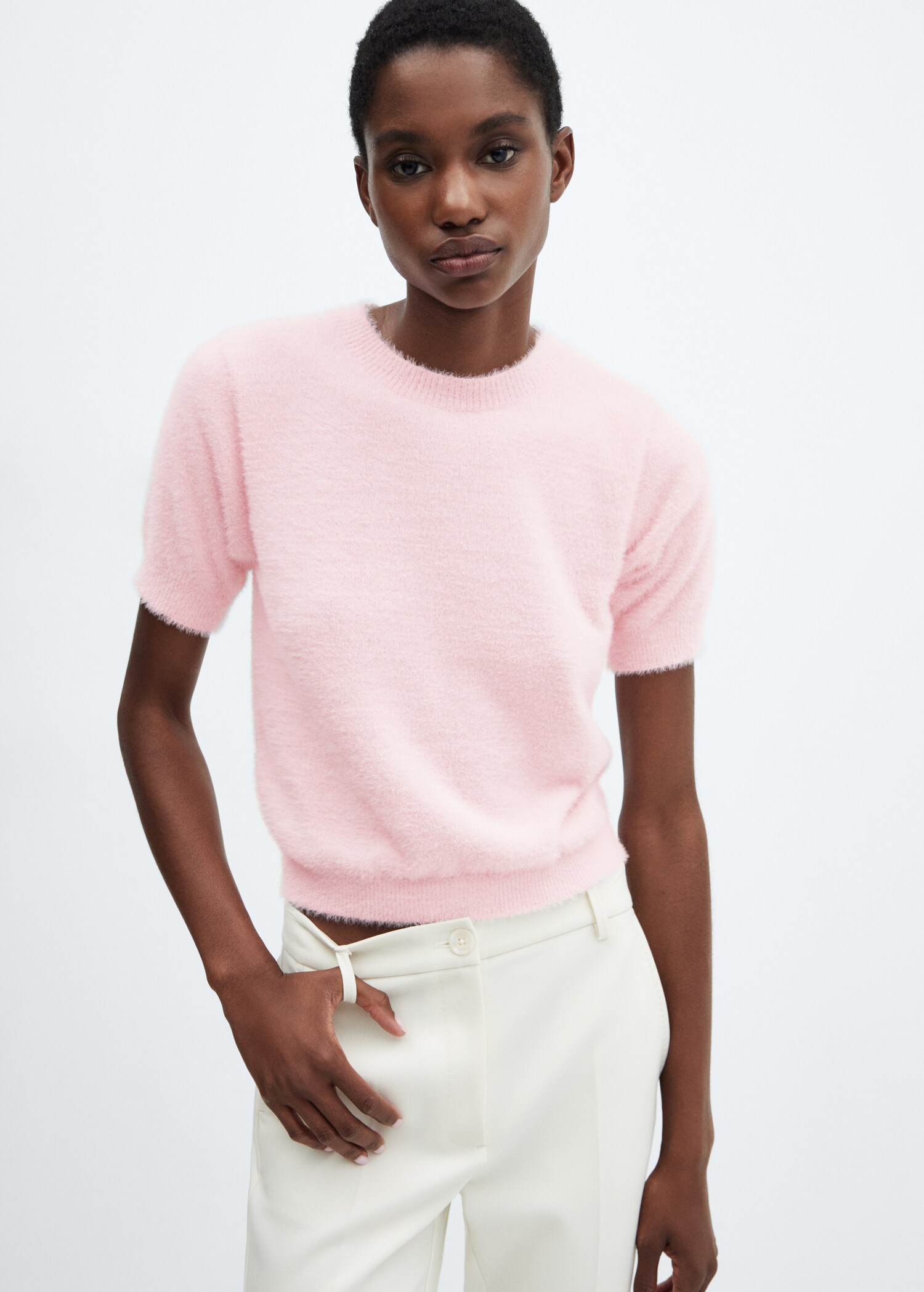 Fur-effect knitted sweater - Medium plane