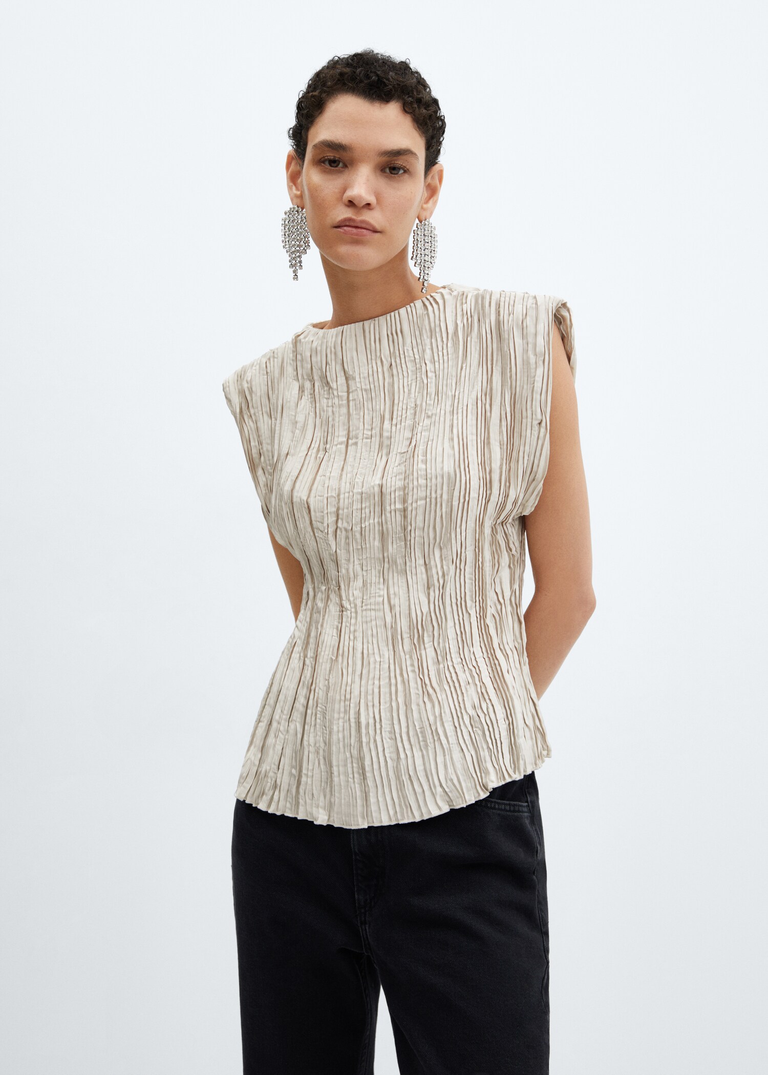 Satin pleated blouse - Medium plane