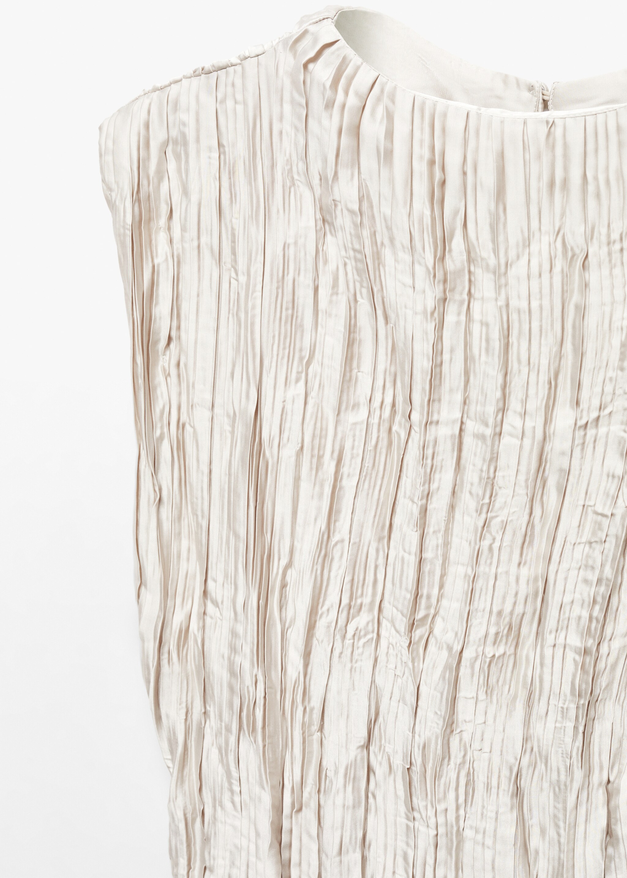 Satinierte Bluse mit Plisséedetails - Detail des Artikels 8, Hellgrau/Pastellgrau. Ref: 57009101-00.