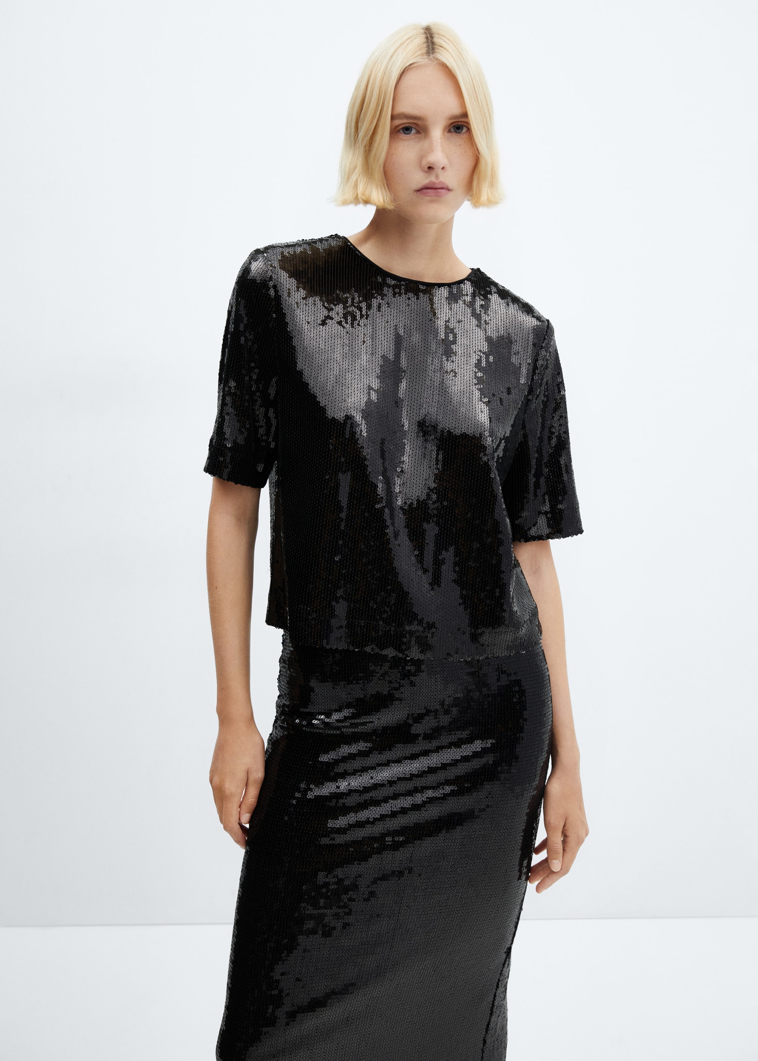 Sequin T-shirt Women MANGO OUTLET USA - Main Image