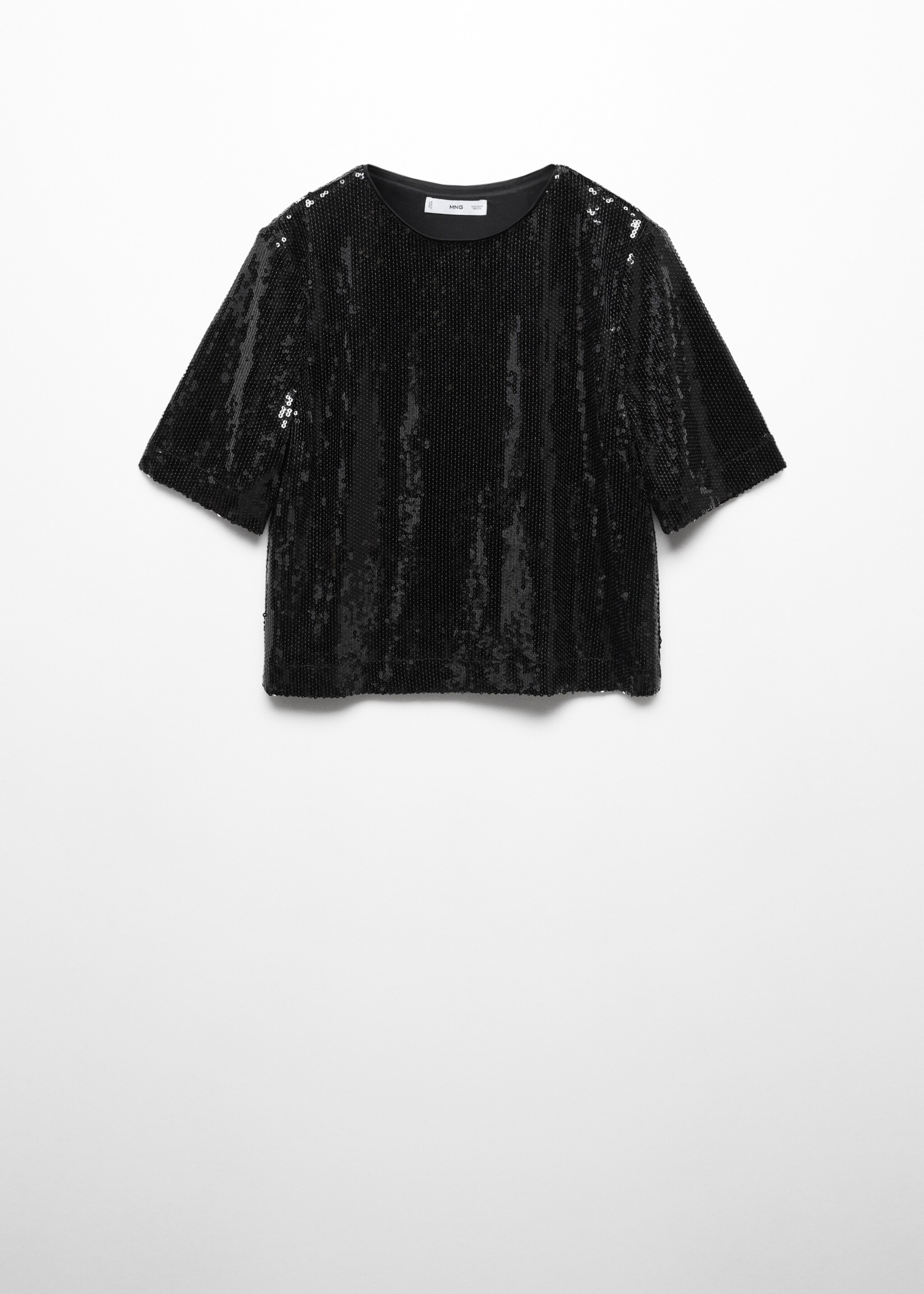 Sequin T-shirt - Article without model, Black. Ref: 57009105-00.
